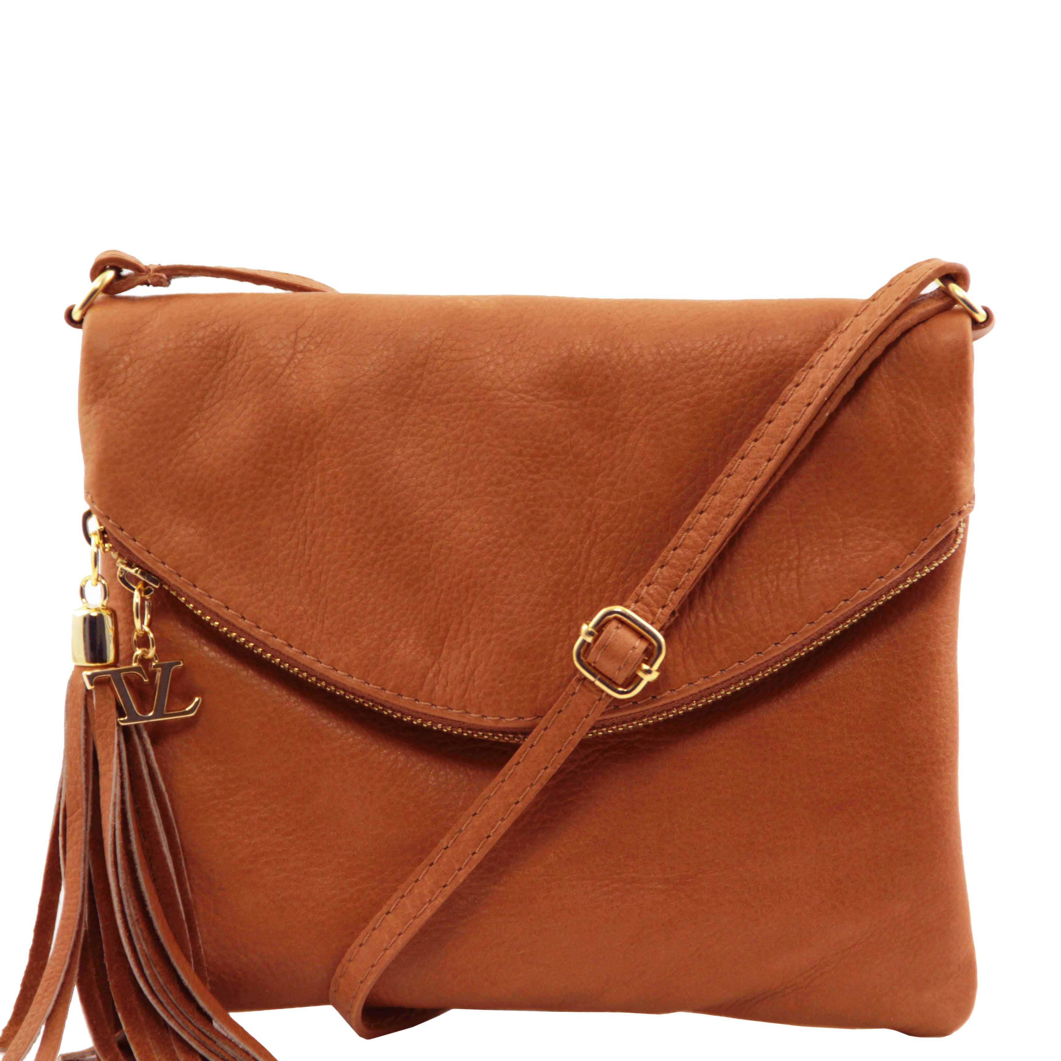 TL Young bag - Geanta umar cu ciucure coniac