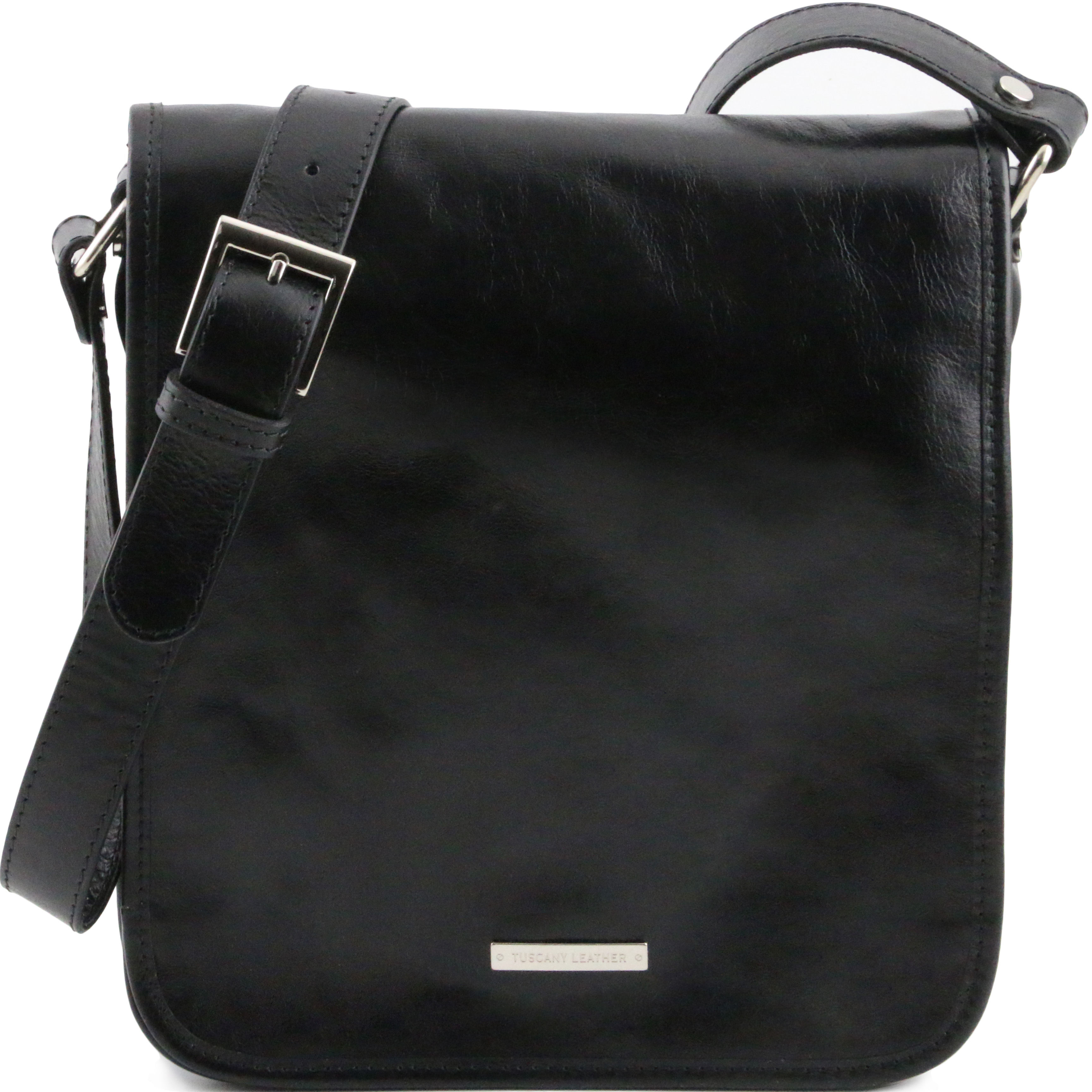 TL Messenger - Geanta messenger din piele neagra cu 2 compartimente