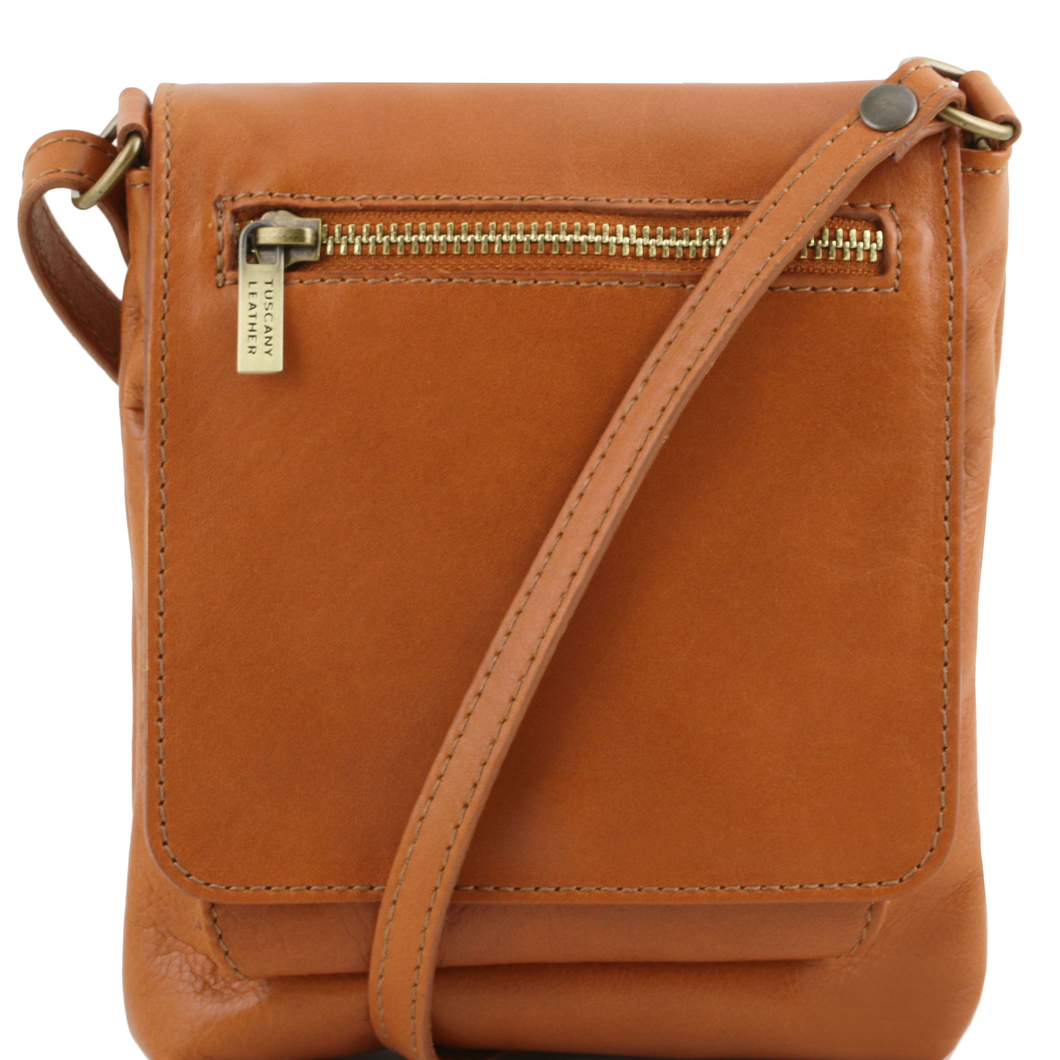SASHA - Geanta de umar din piele cognac unisex