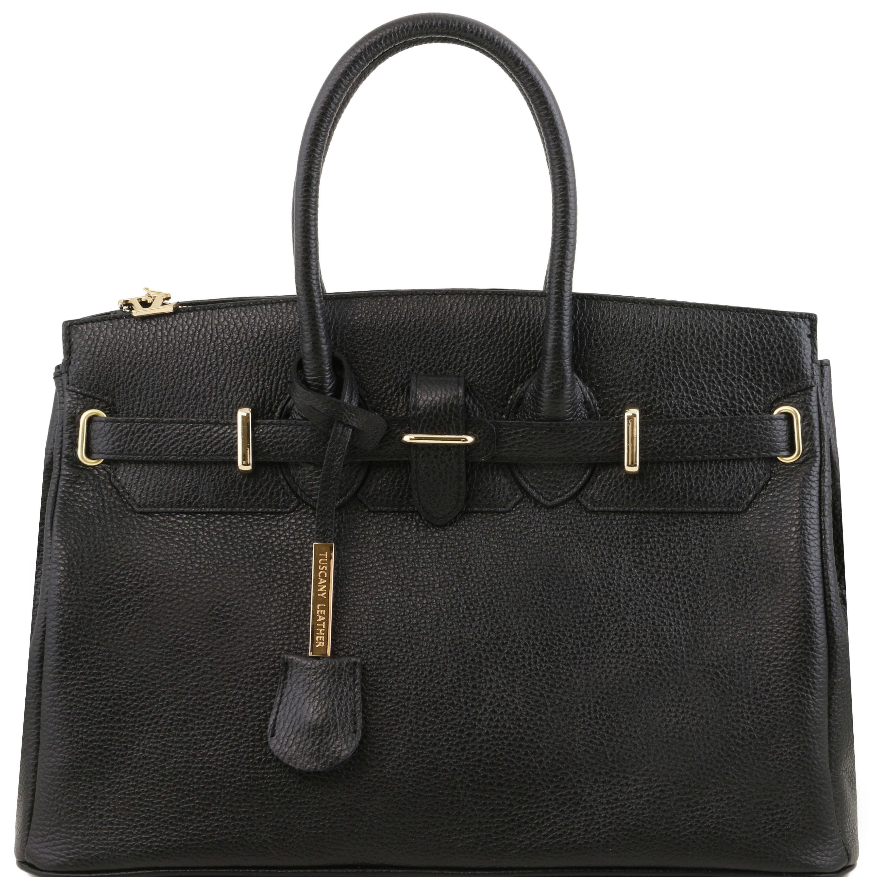 TL Bag - Geanta din piele neagra cu elemente metalice