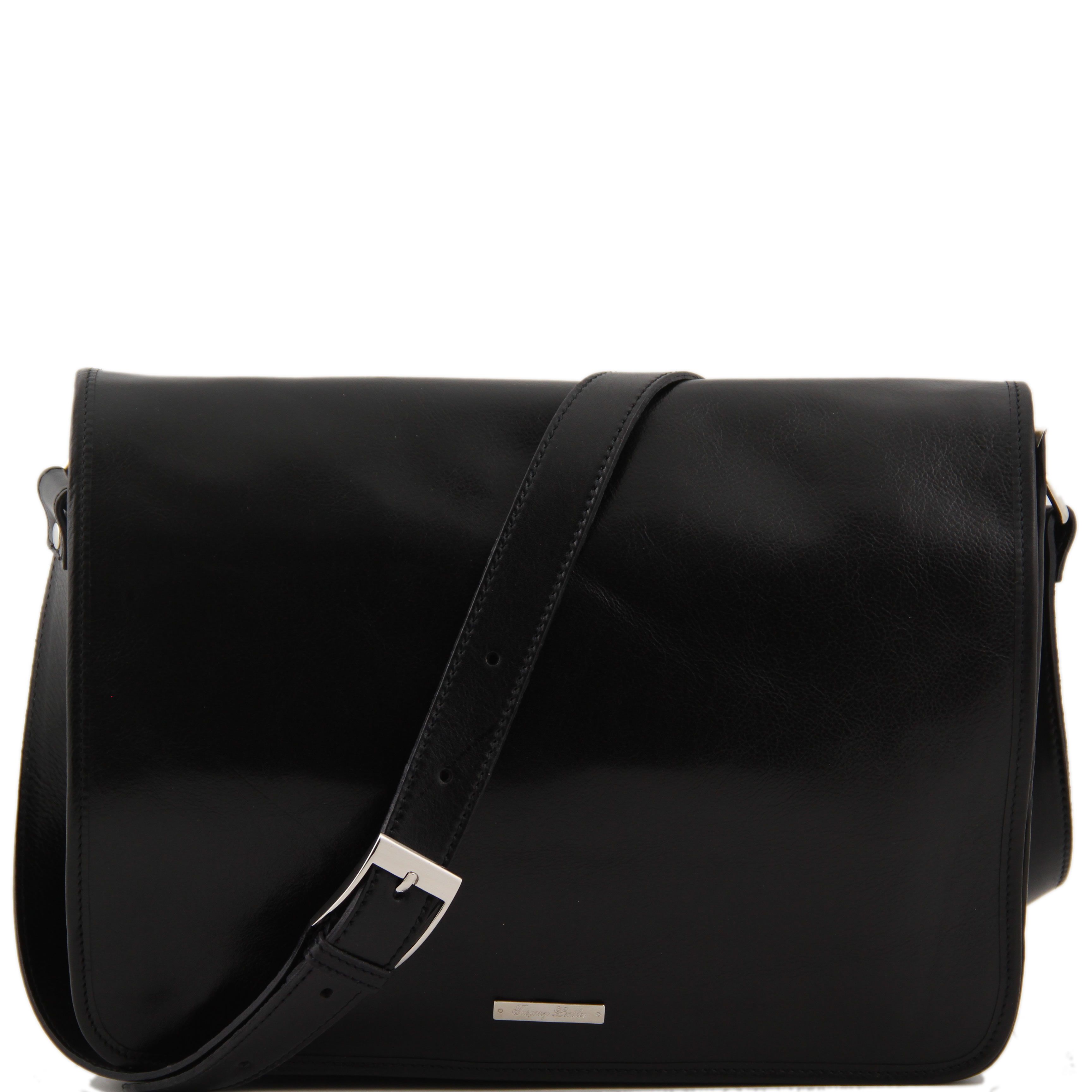 Messenger Double - Geanta messenger din piele neagra