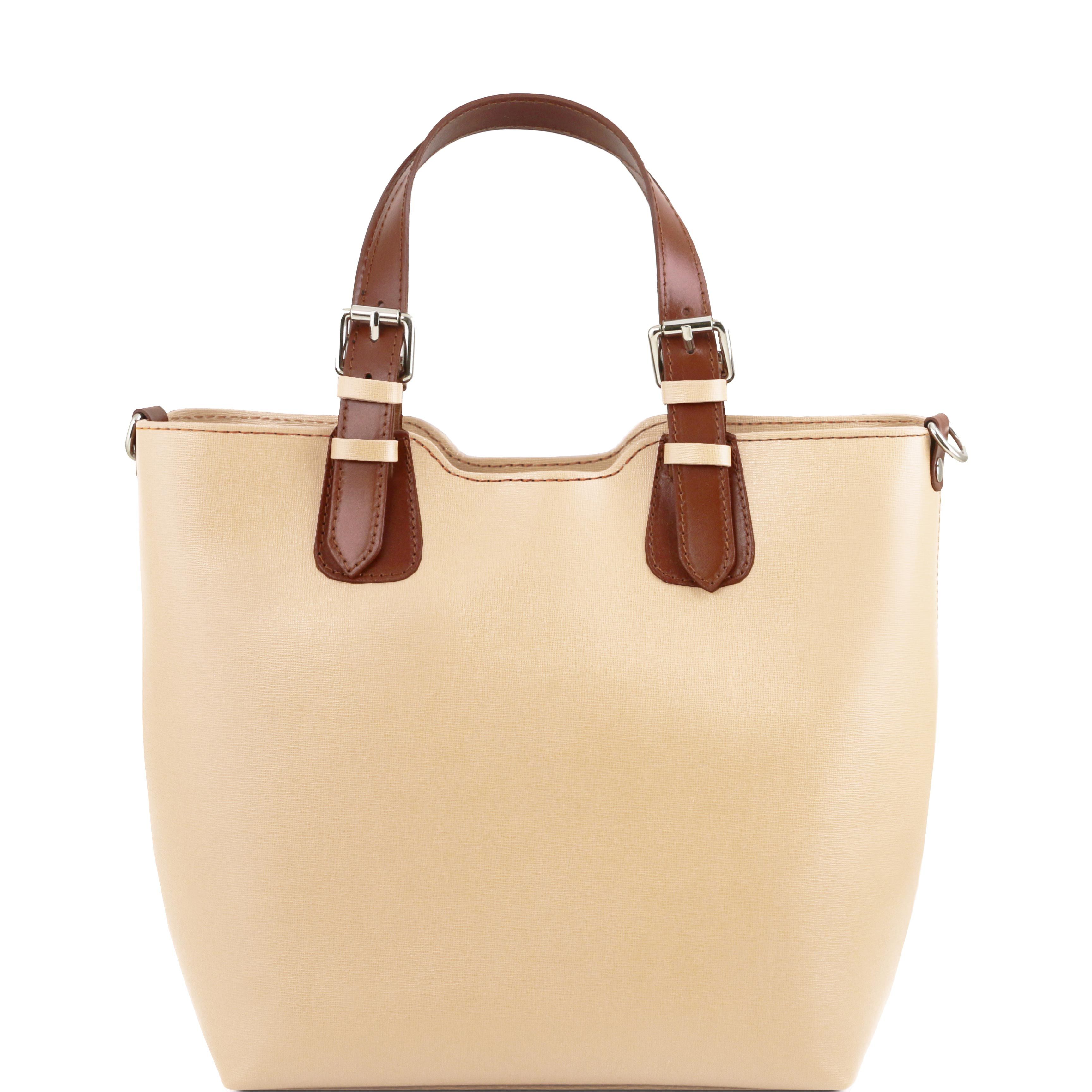 TL Bag - Geanta din piele Saffiano bej