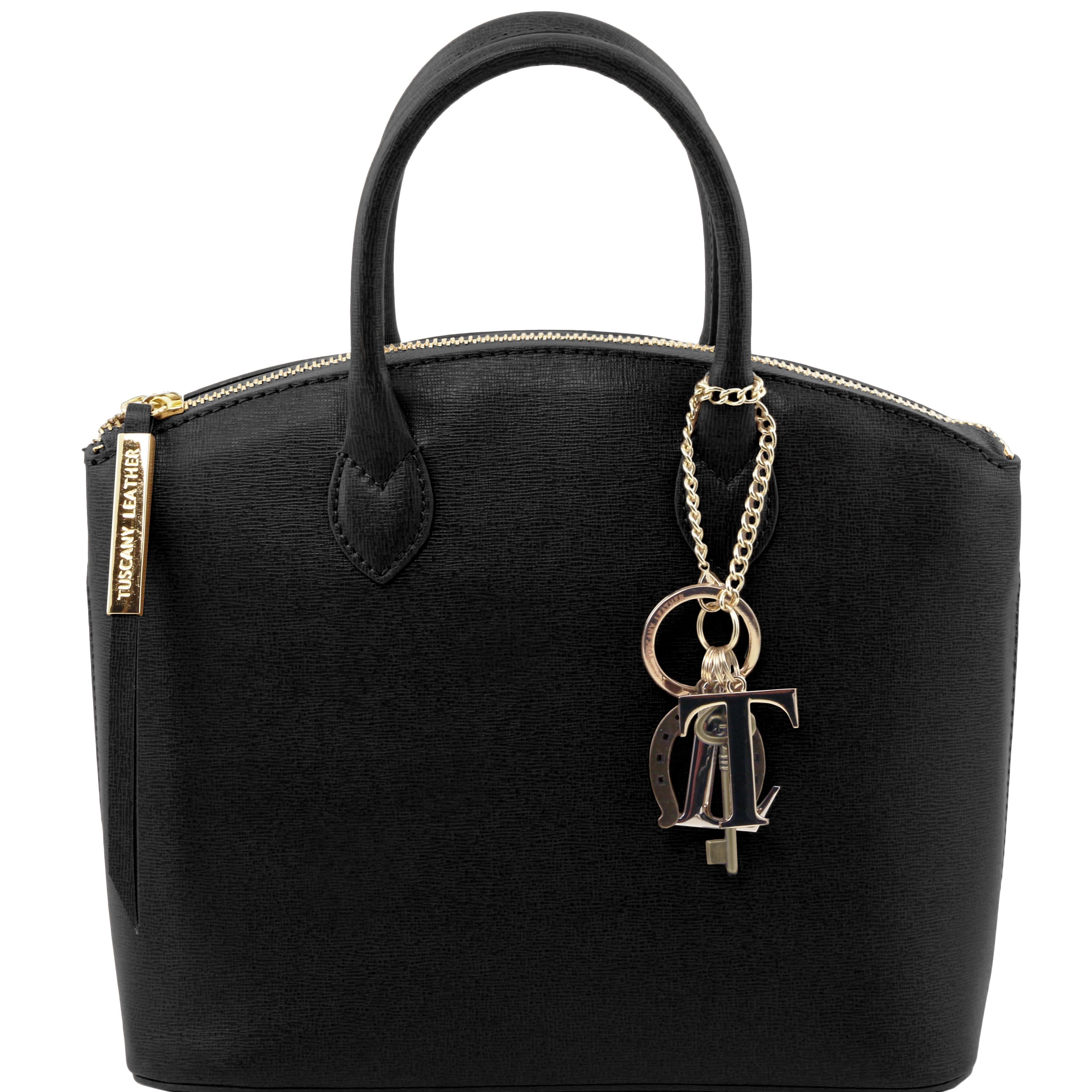 TL KeyLuck - Geanta piele Saffiano neagra Small Size