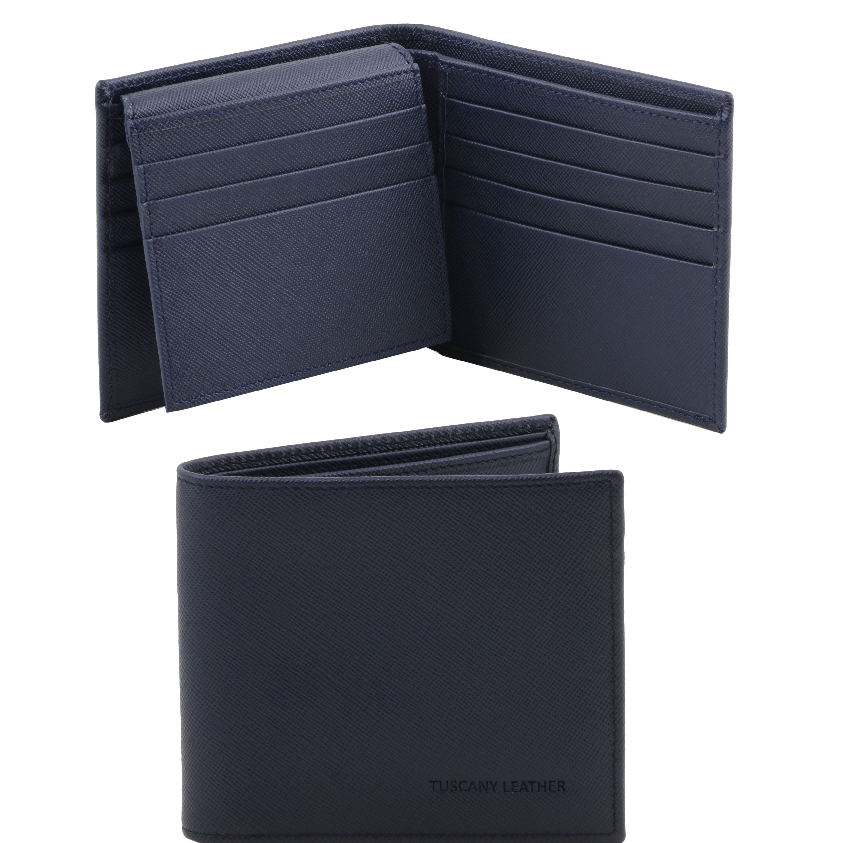 Portofel din piele saffiano bleumarin exclusive 3 folds