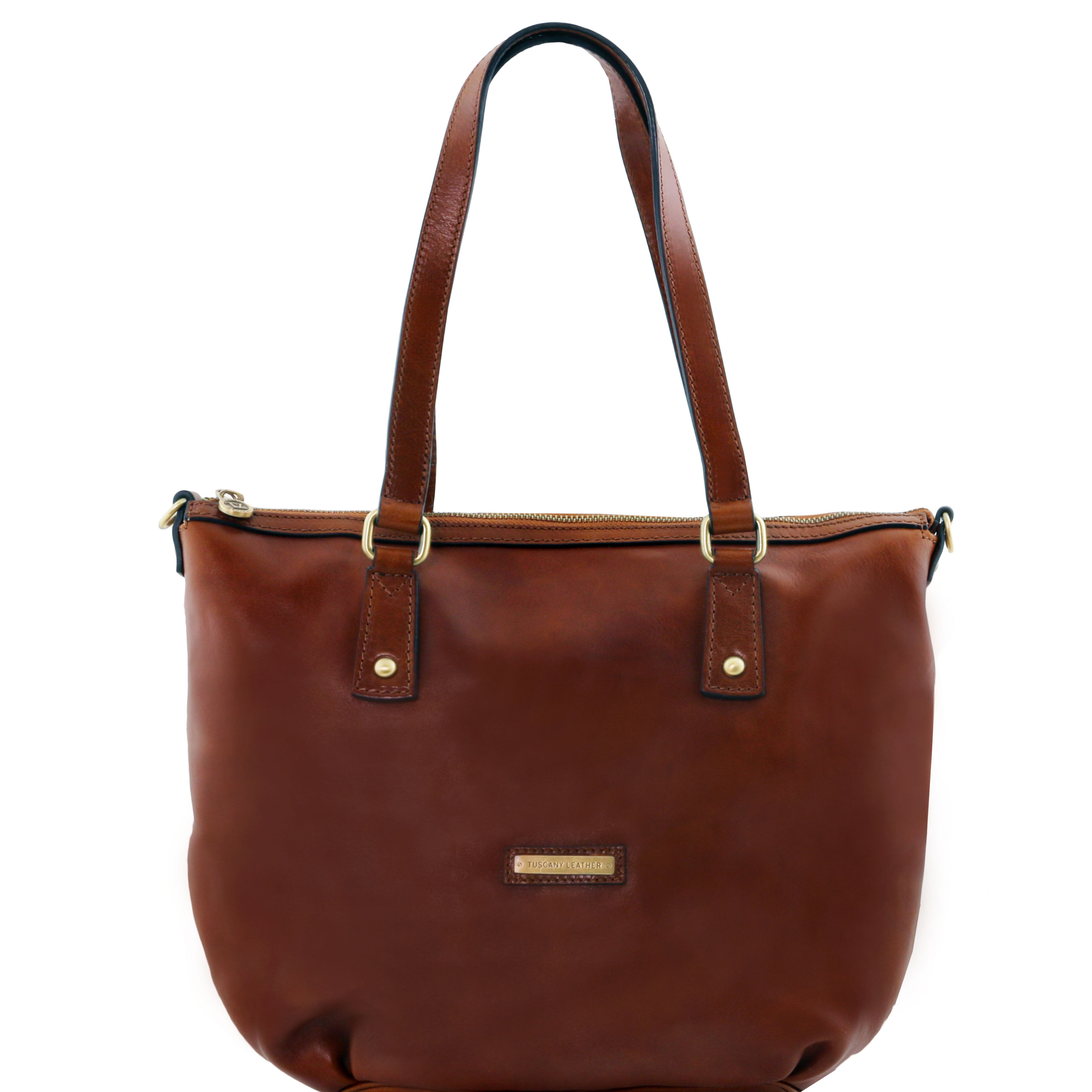 OLGA - Geanta shopping din piele maro - Large Size