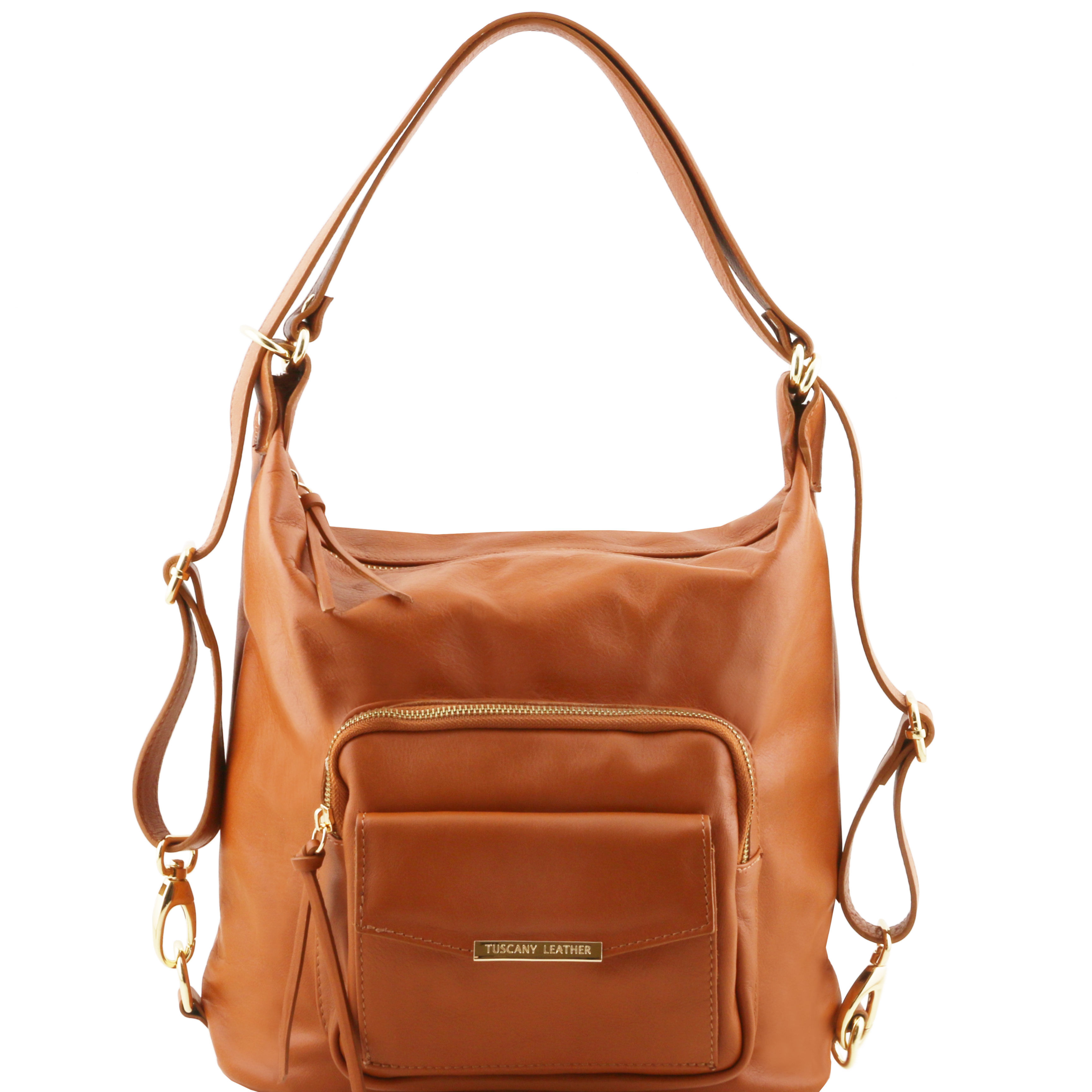 TL Bag - Geanta convertibila din piele cognac