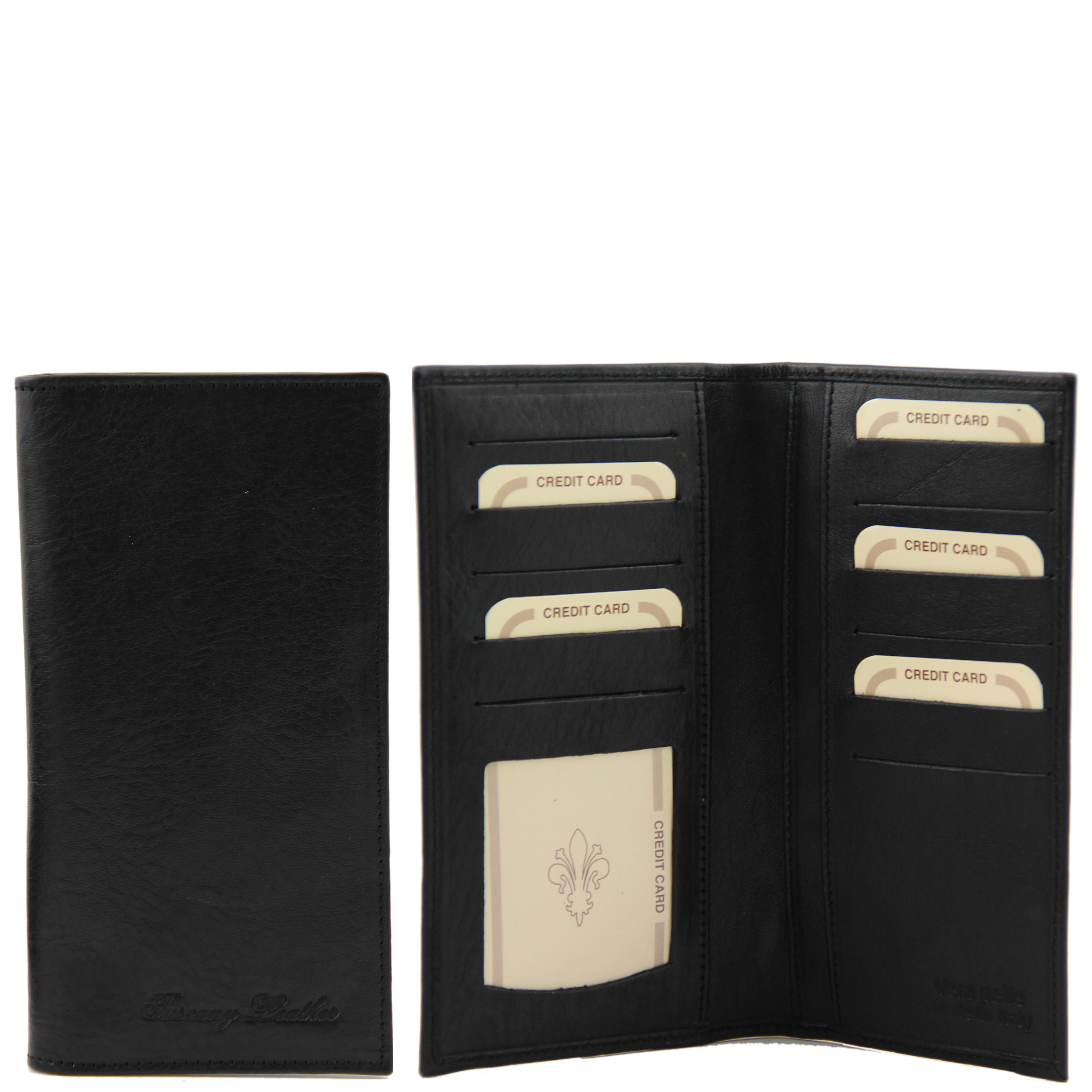 Portofel din piele vertical negru 2 fold