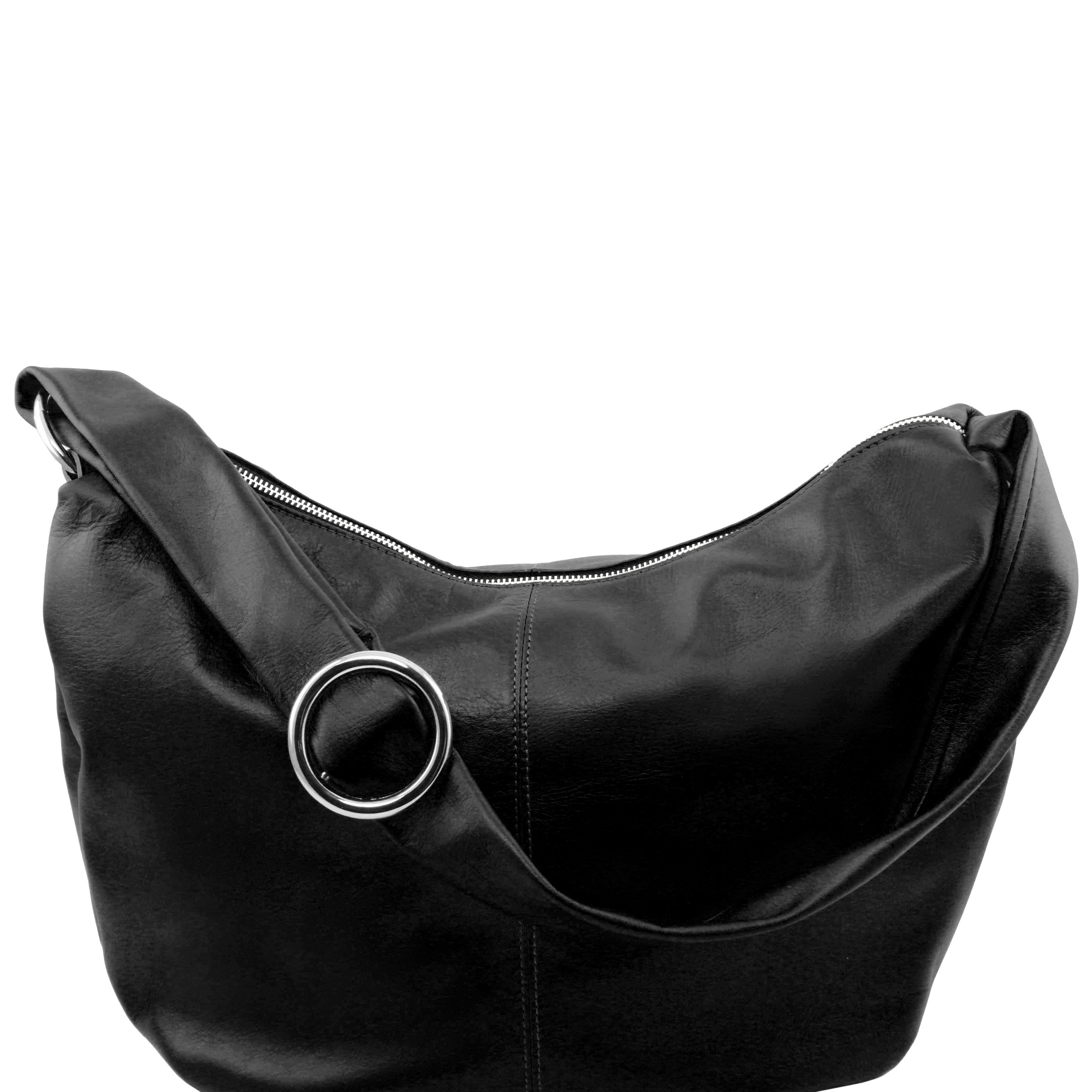 Yvette - Geanta din piele hobo neagra