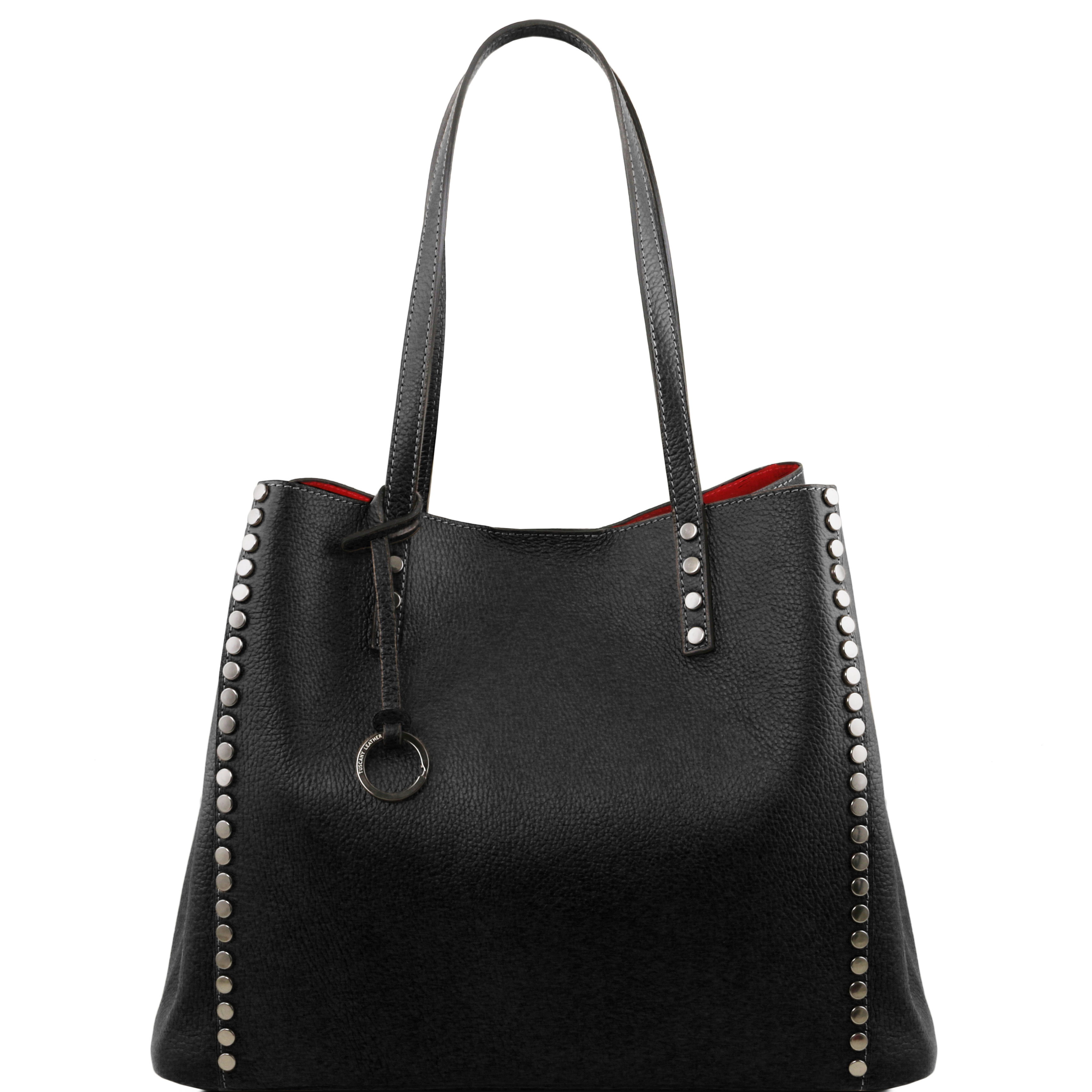 TL BAG - Geanta shopper din piele soft neagra