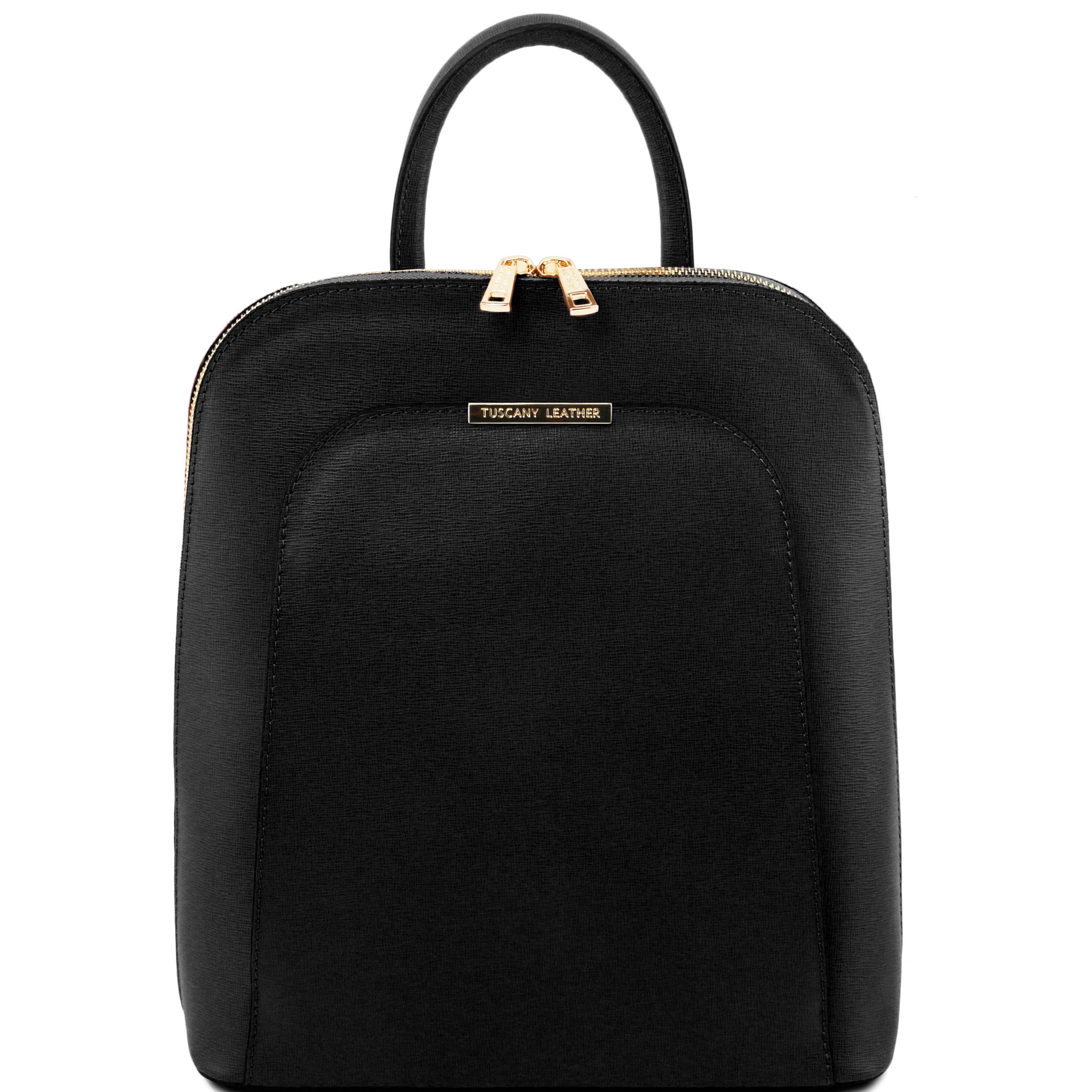 TL BAG - Rucsac negru din piele saffiano