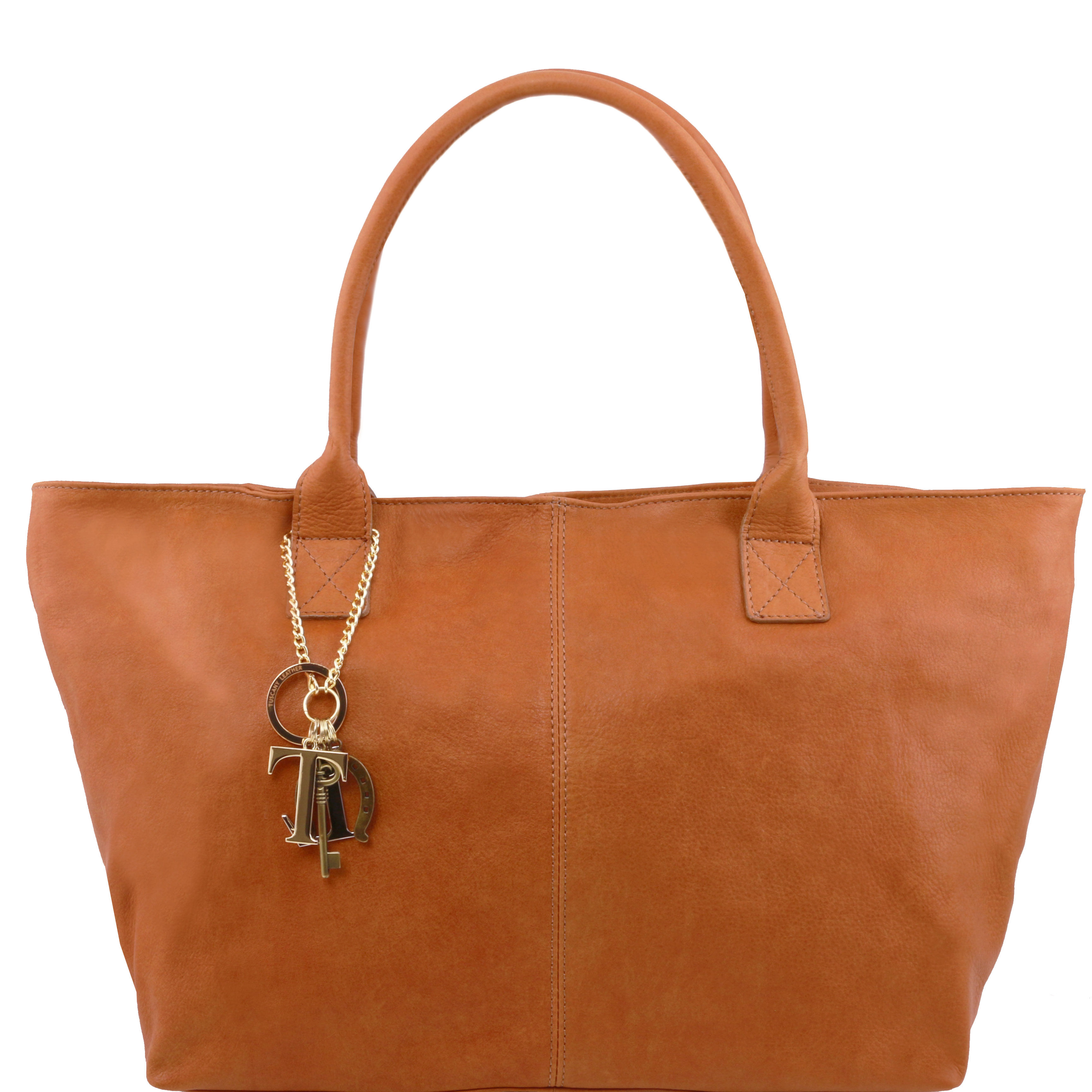 TL KeyLuck - Geanta de umar din piele cognac