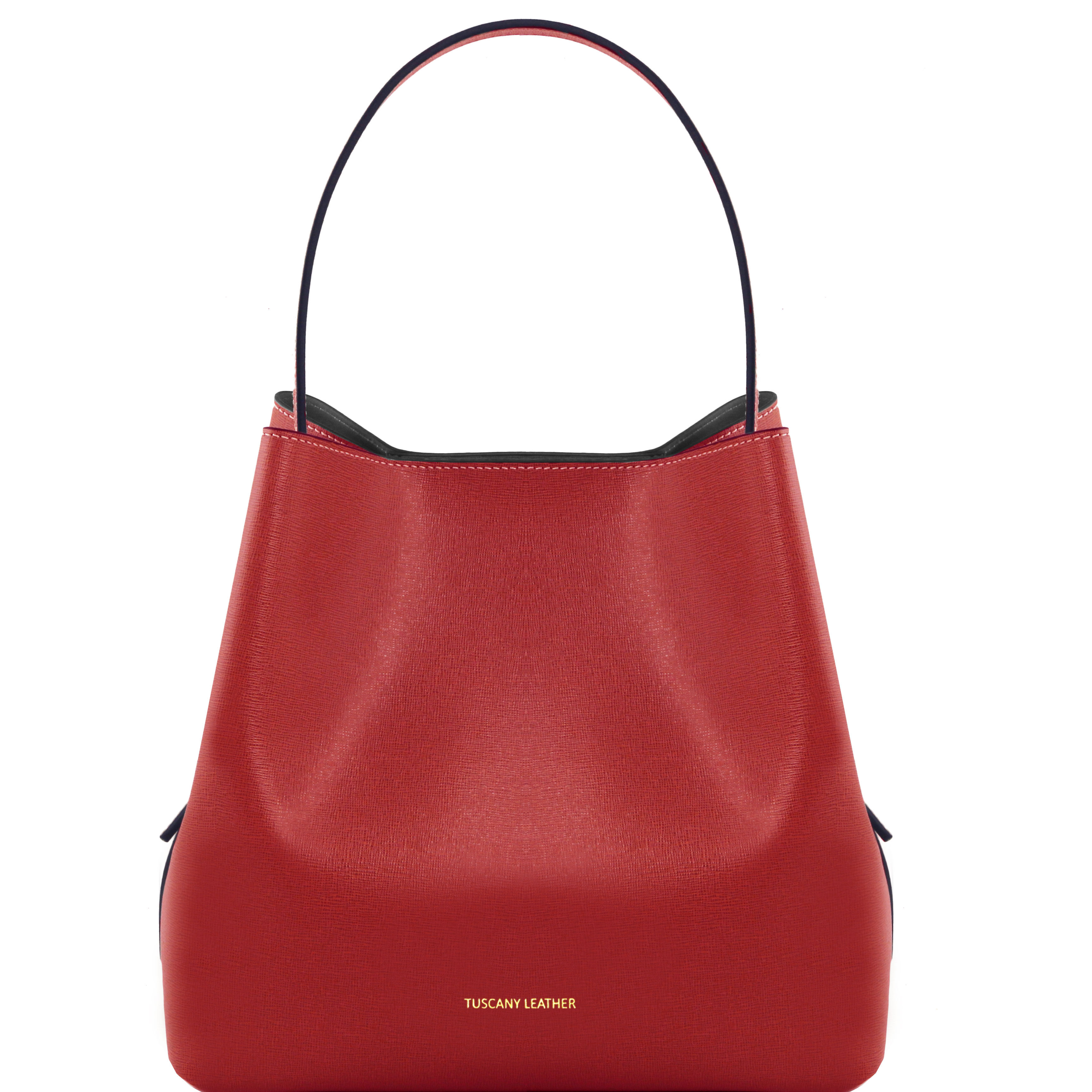 ARIANNA - Geanta din piele saffiano rosie cu portofel interior