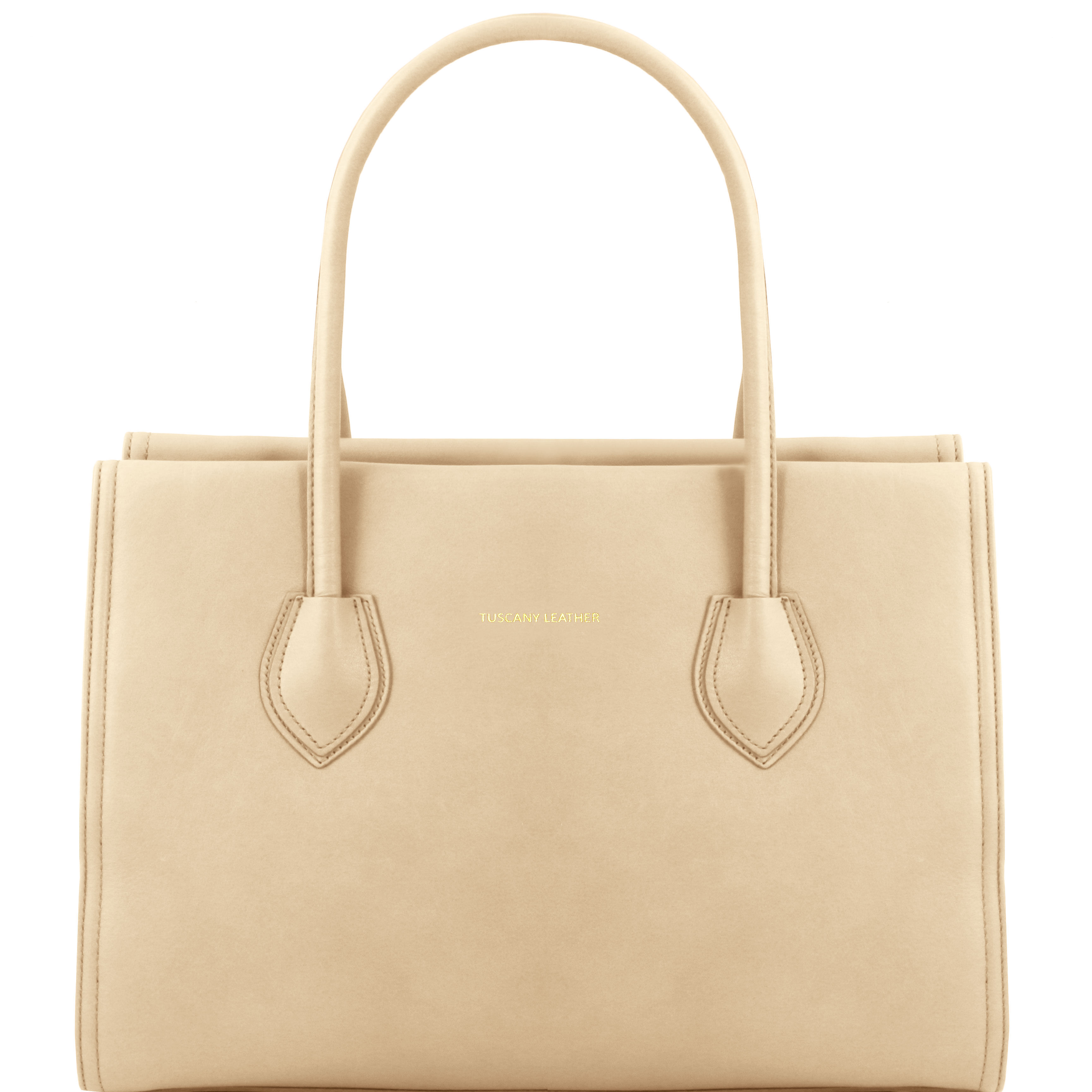 TL BAG - Geanta de mana bej din piele soft