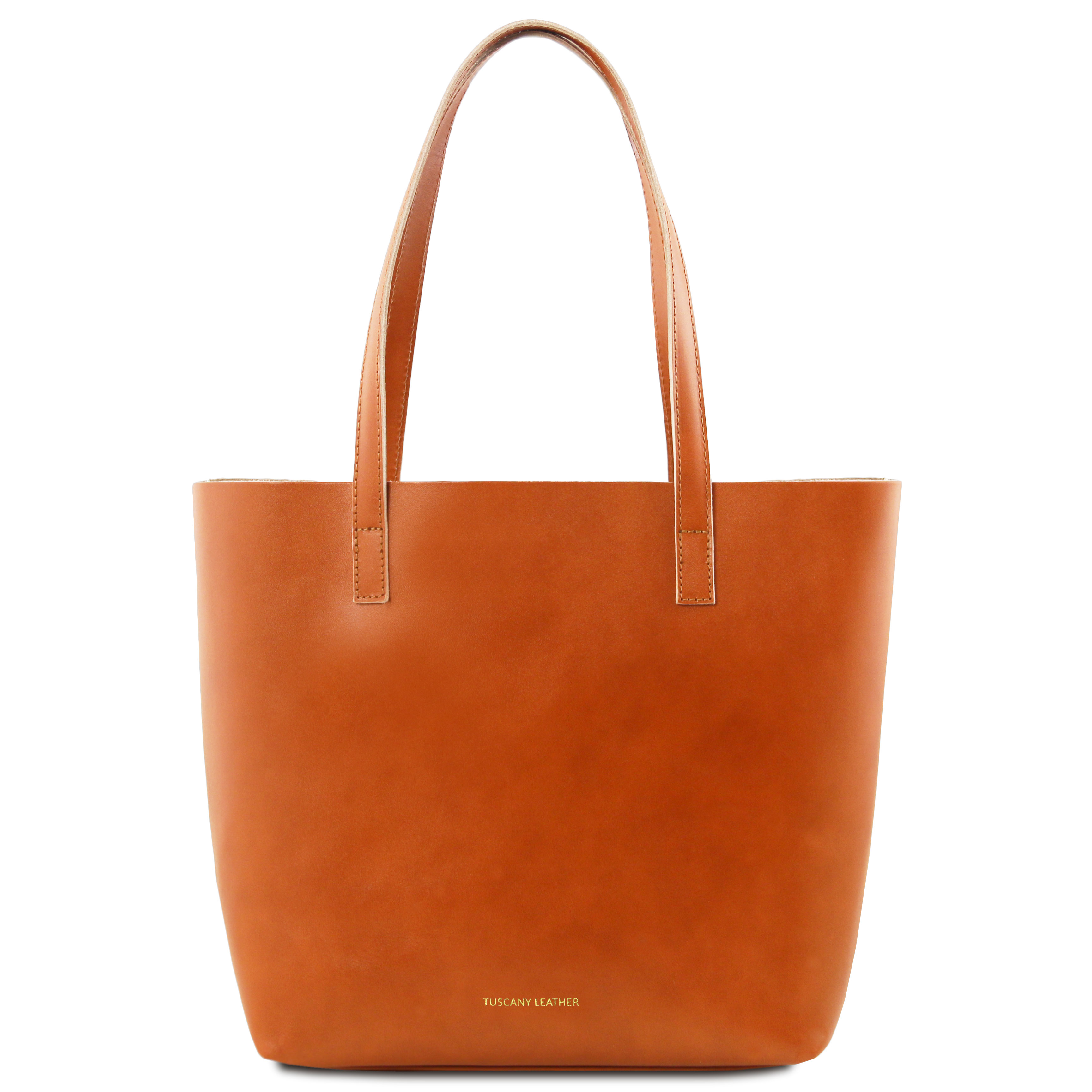 Ilaria Leather bag with removable main inside compartment Honey