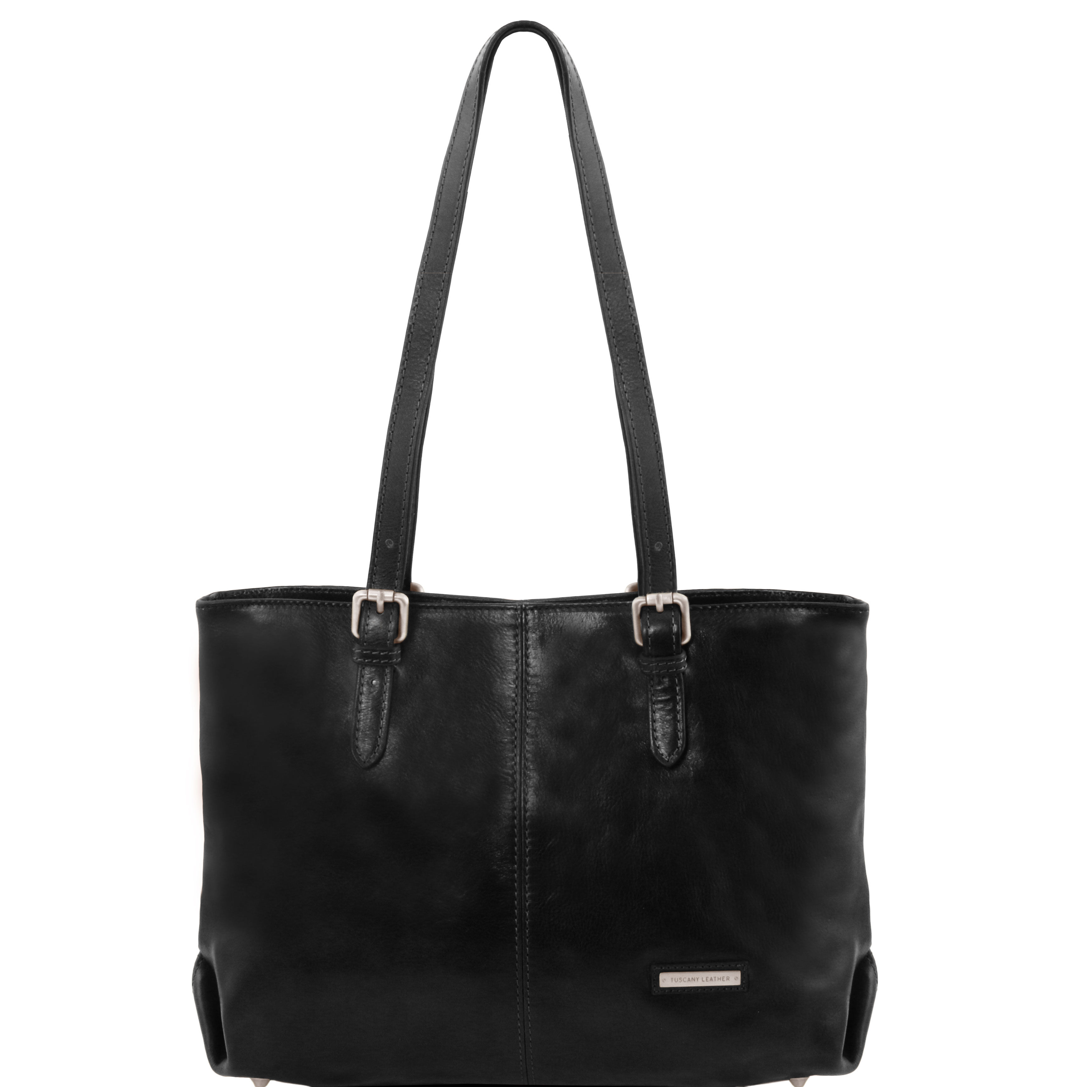 Annalisa Leather shopping bag with two handles Black