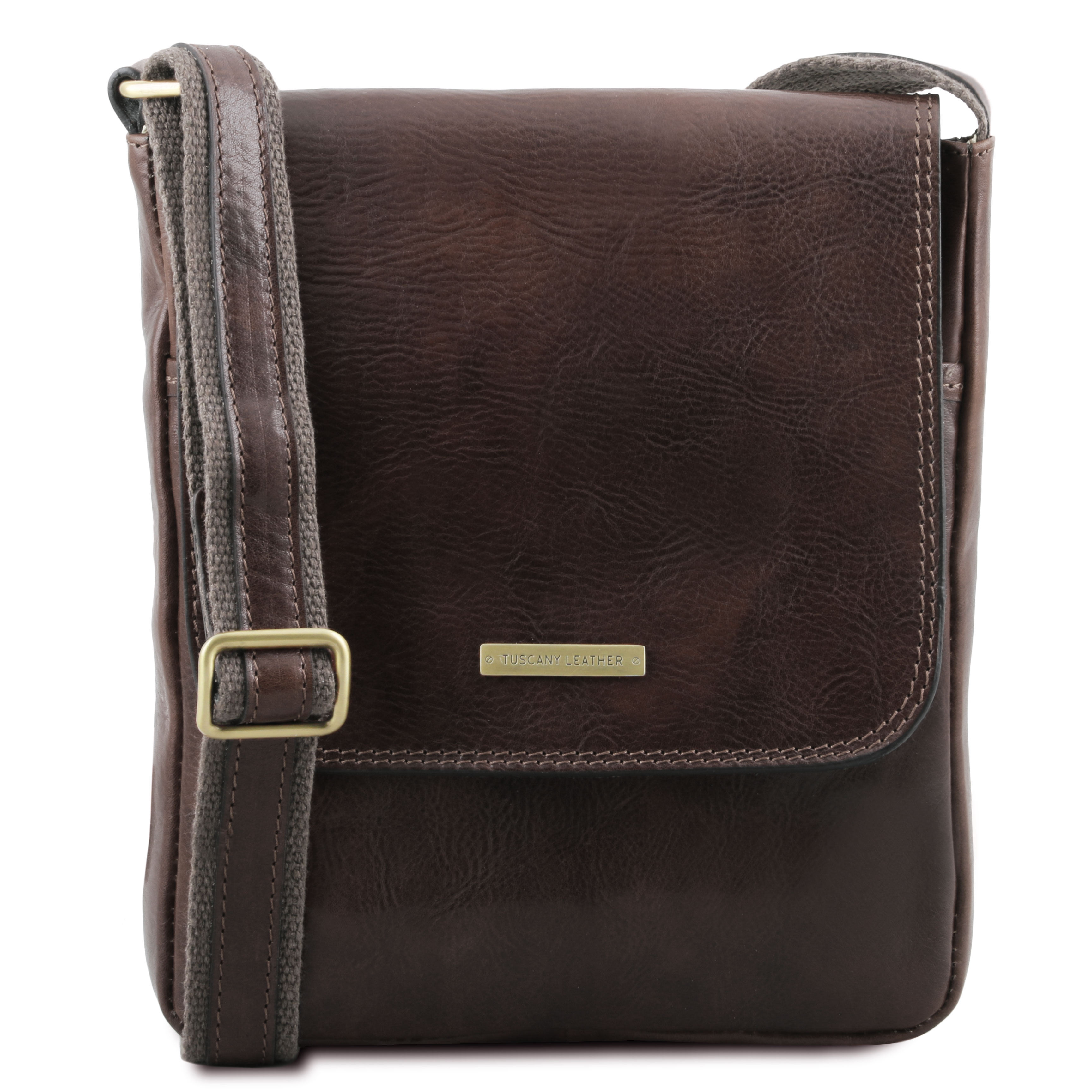 Geanta crossbody Tuscany Leather din piele naturala maro inchis John
