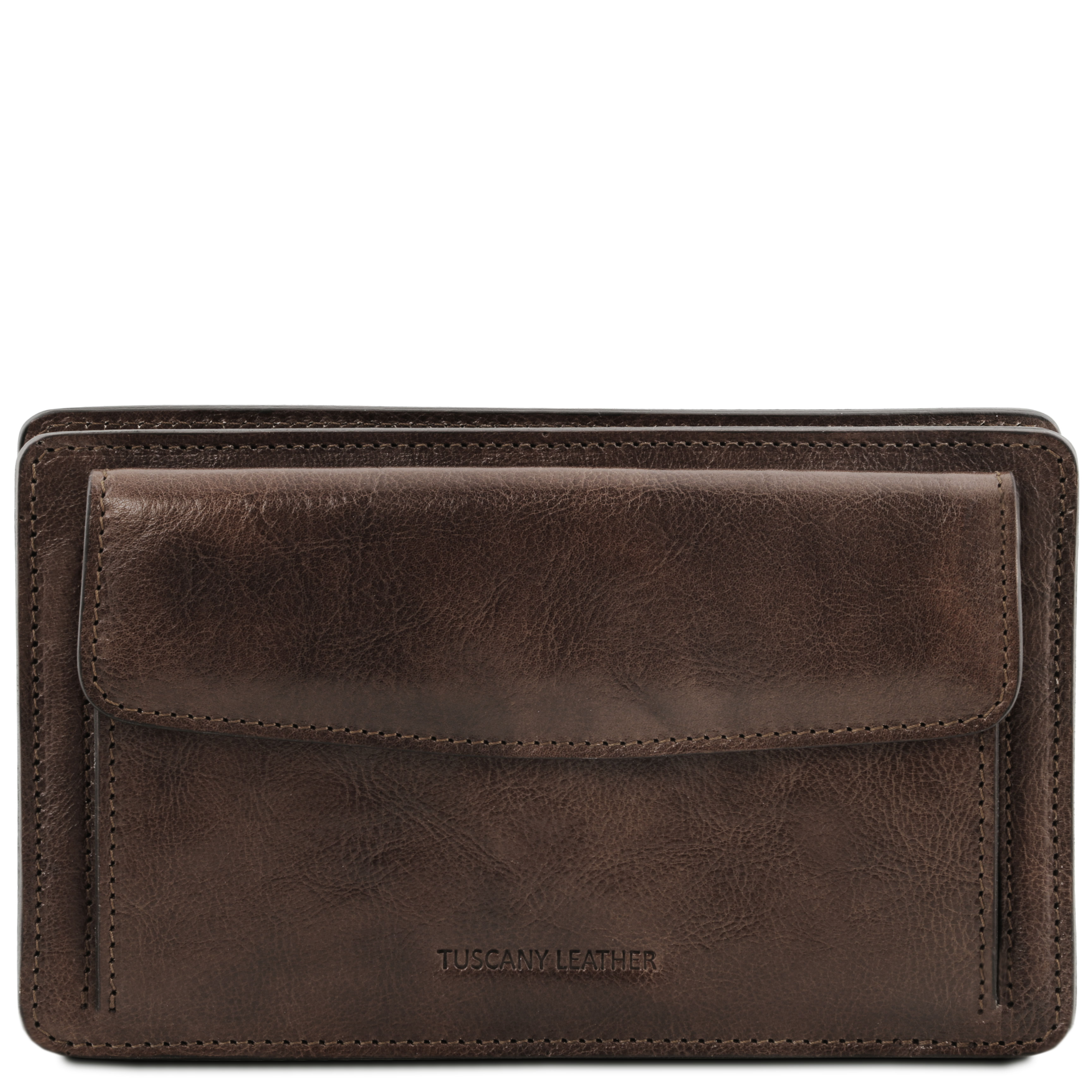 Borseta de mana Tuscany Leather din piele naturala maro inchis Denis