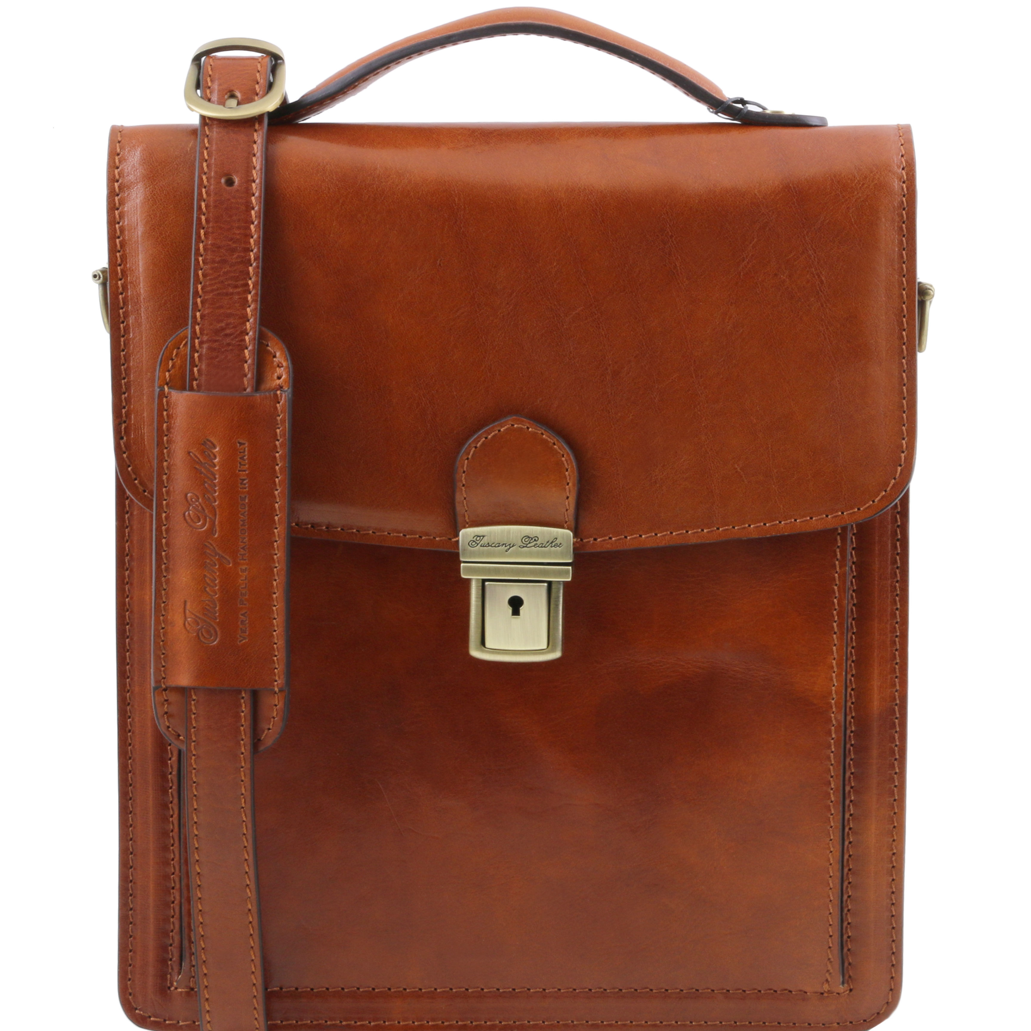 Geanta crossbody Tuscany Leather din piele naturala honey David marime mare