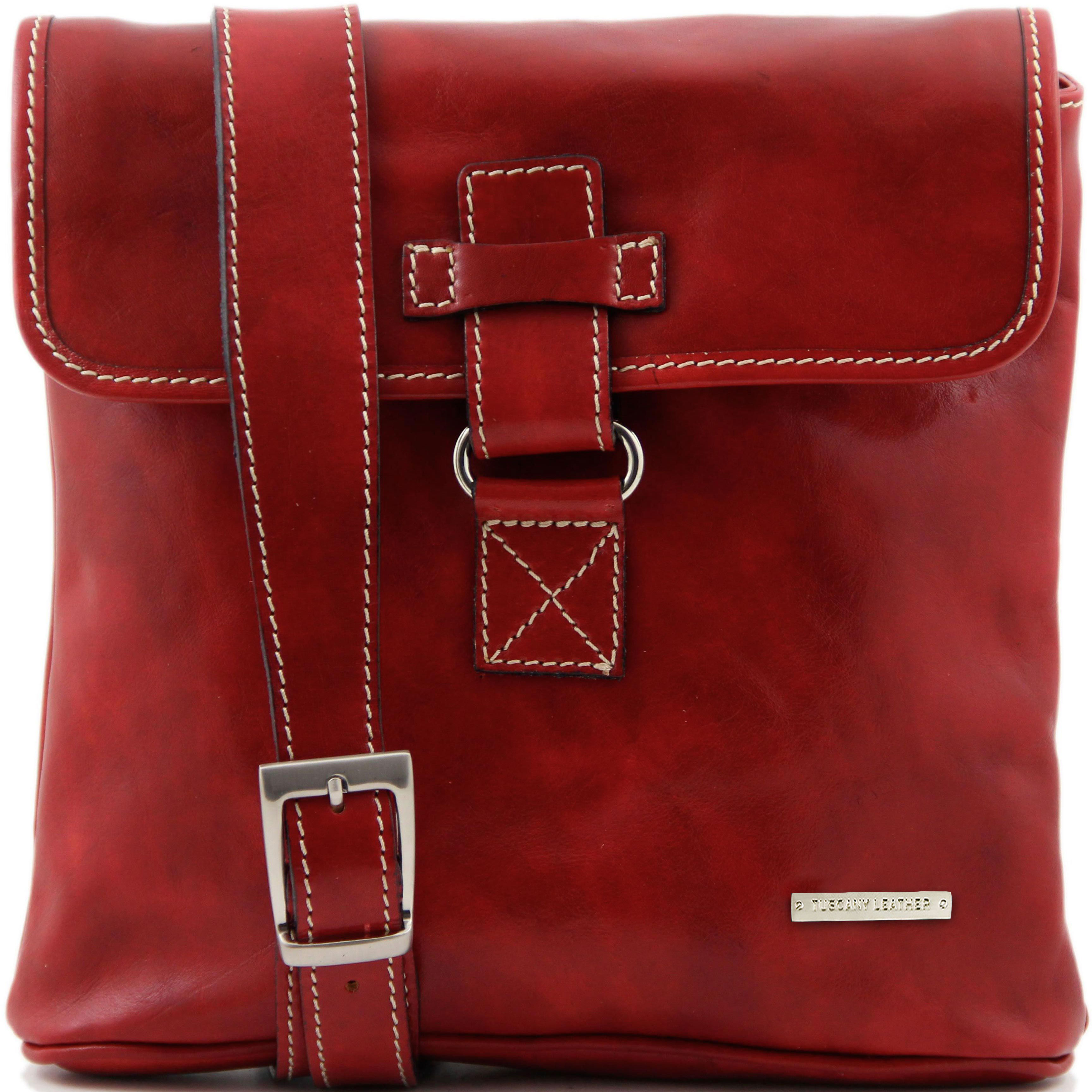 Geanta barbati crossbody Tuscany Leather din piele naturala rosie Andrea