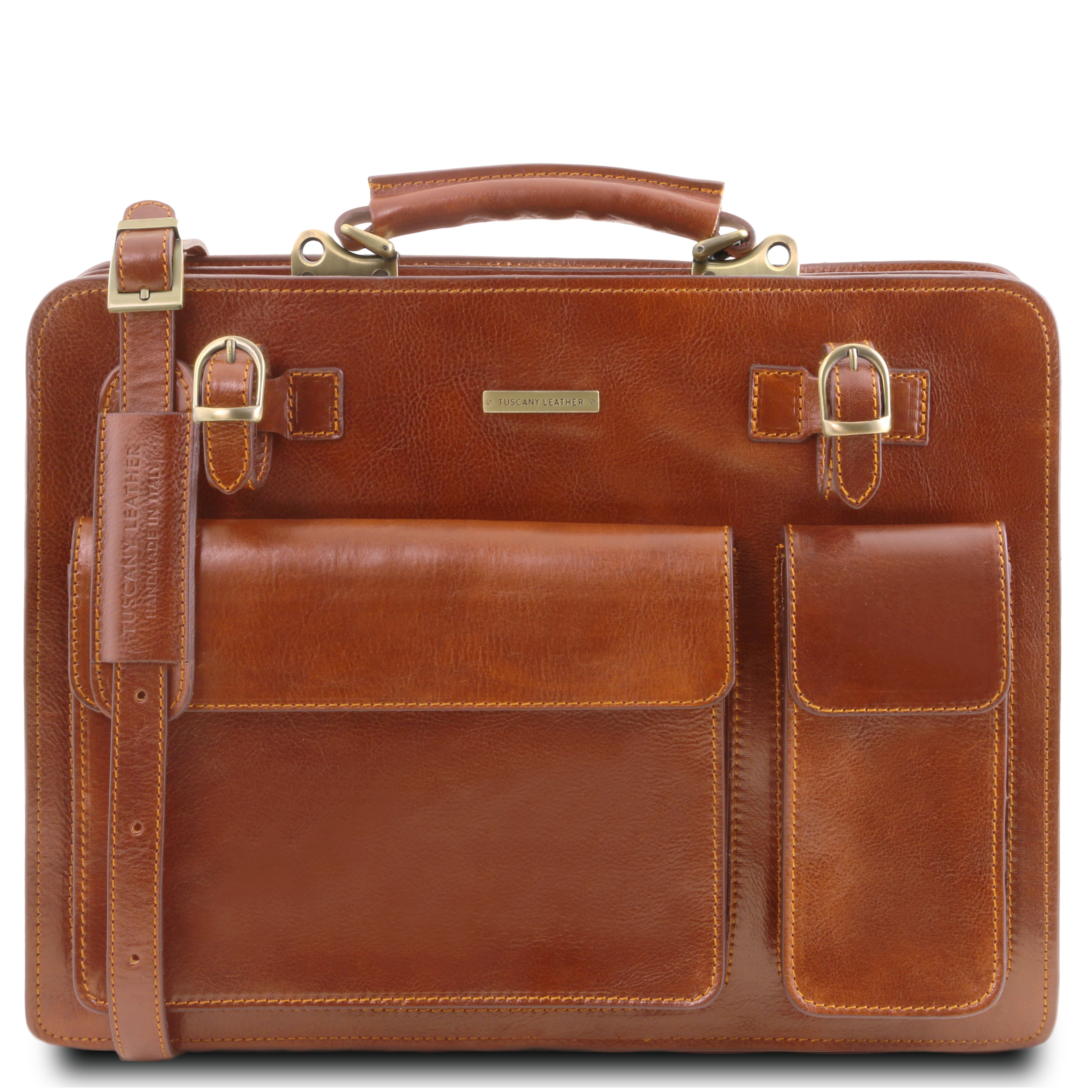 Servieta Tuscany Leather cu doua compartimente din piele honey Venezia
