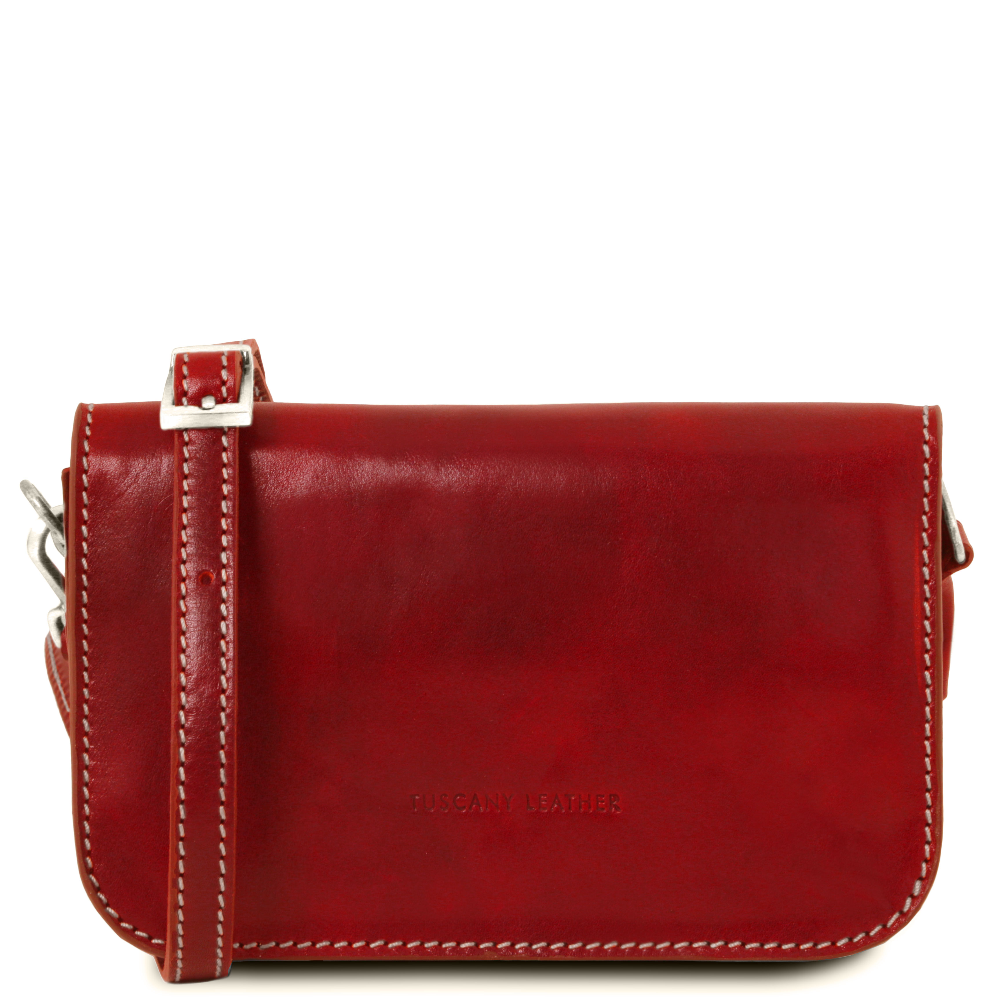 Carmen Leather shoulder bag with flap Red