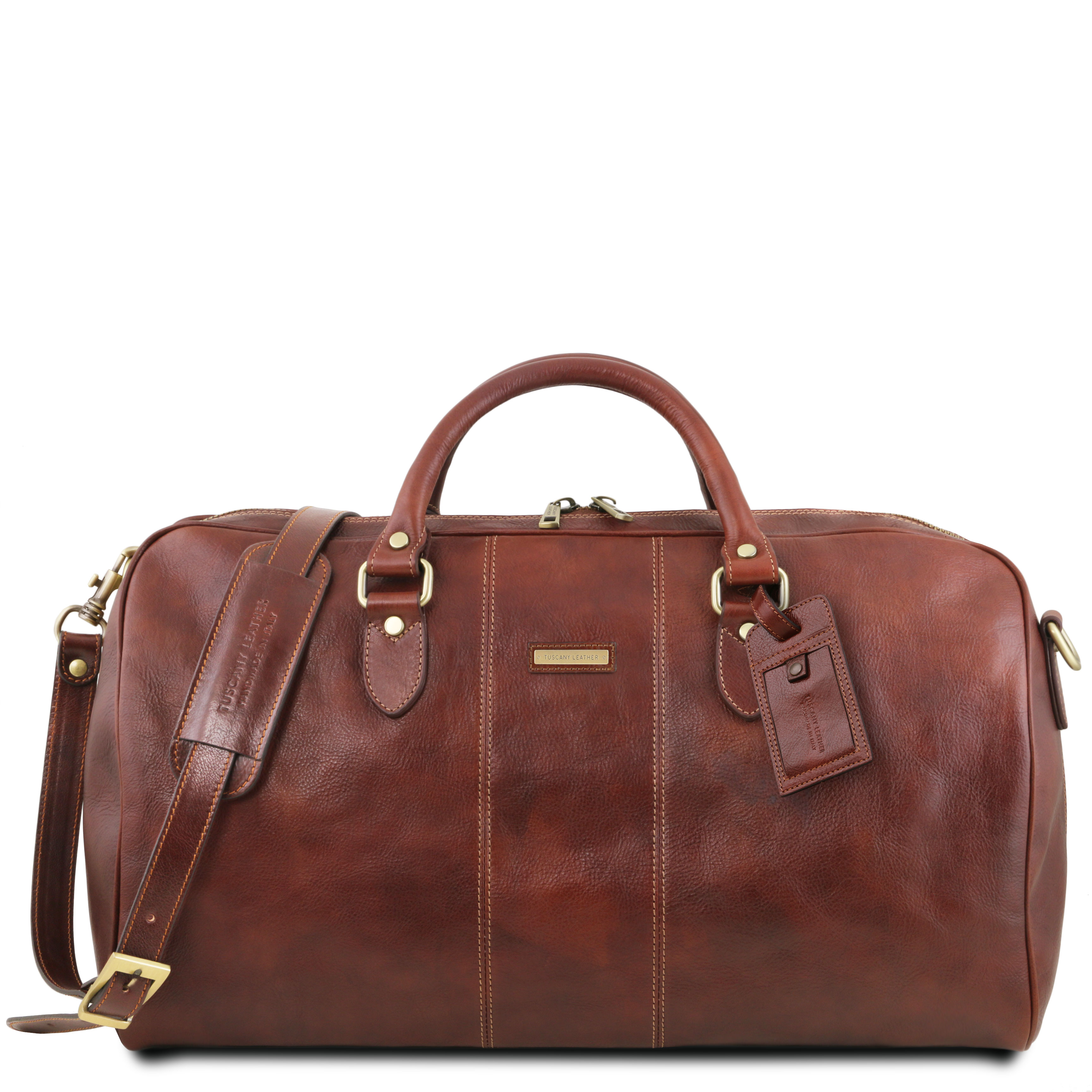Lisbona Travel leather duffle bag - Large size Brown