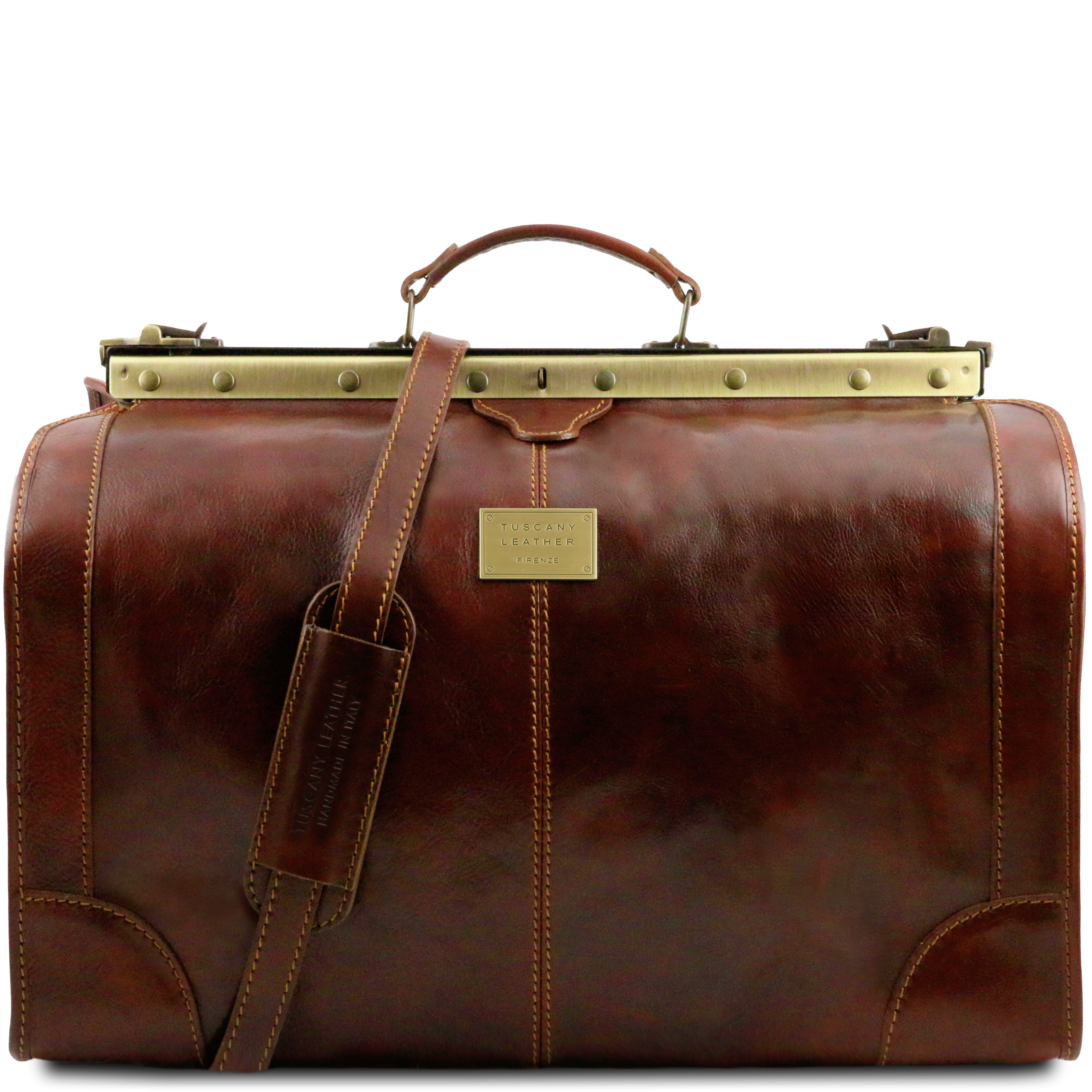 Madrid Gladstone Leather Bag - Large size Brown