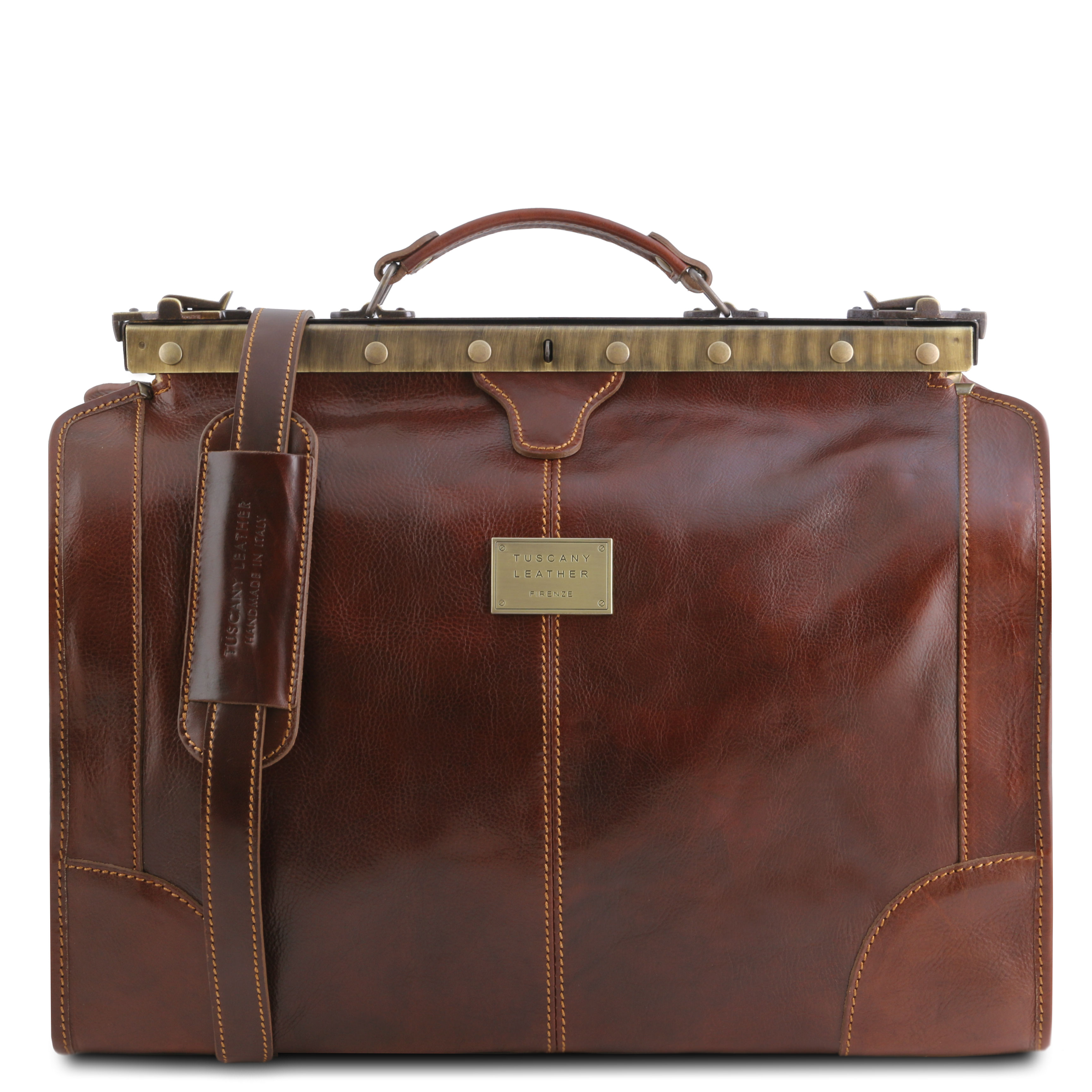 Madrid Gladstone Leather Bag - Small size Brown