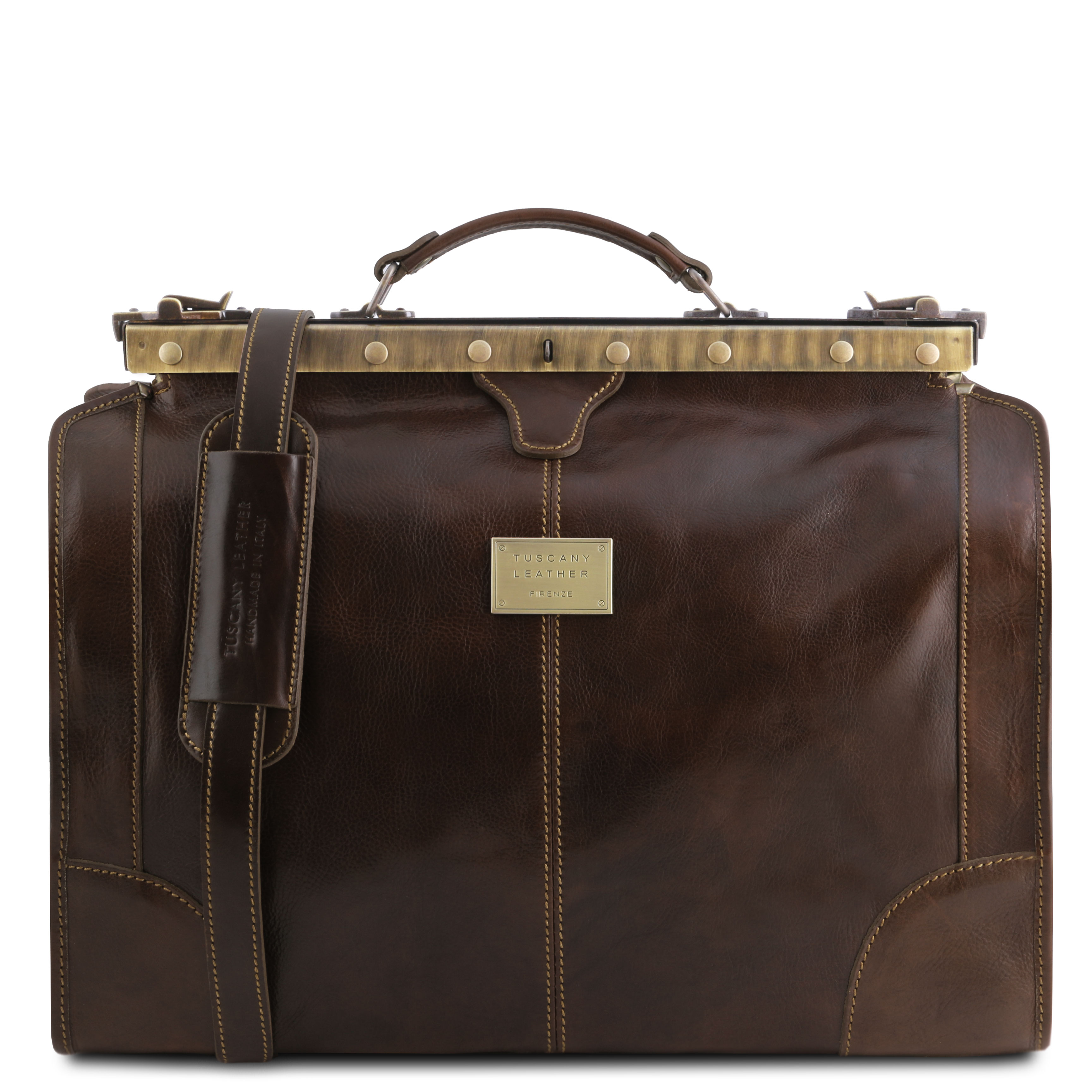 Madrid Gladstone Leather Bag - Small size Dark Brown