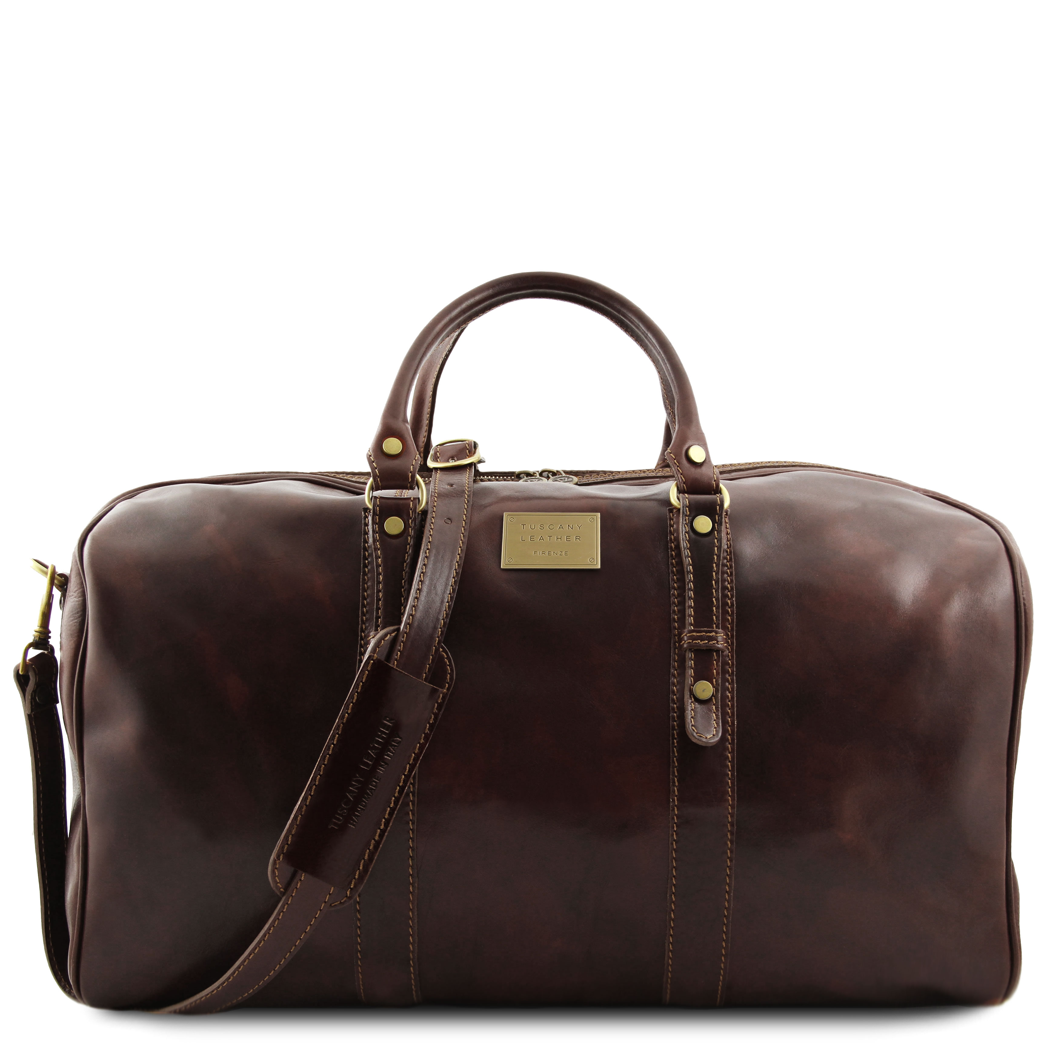 Francoforte Exclusive Leather Weekender Travel Bag - Large size Dark Brown