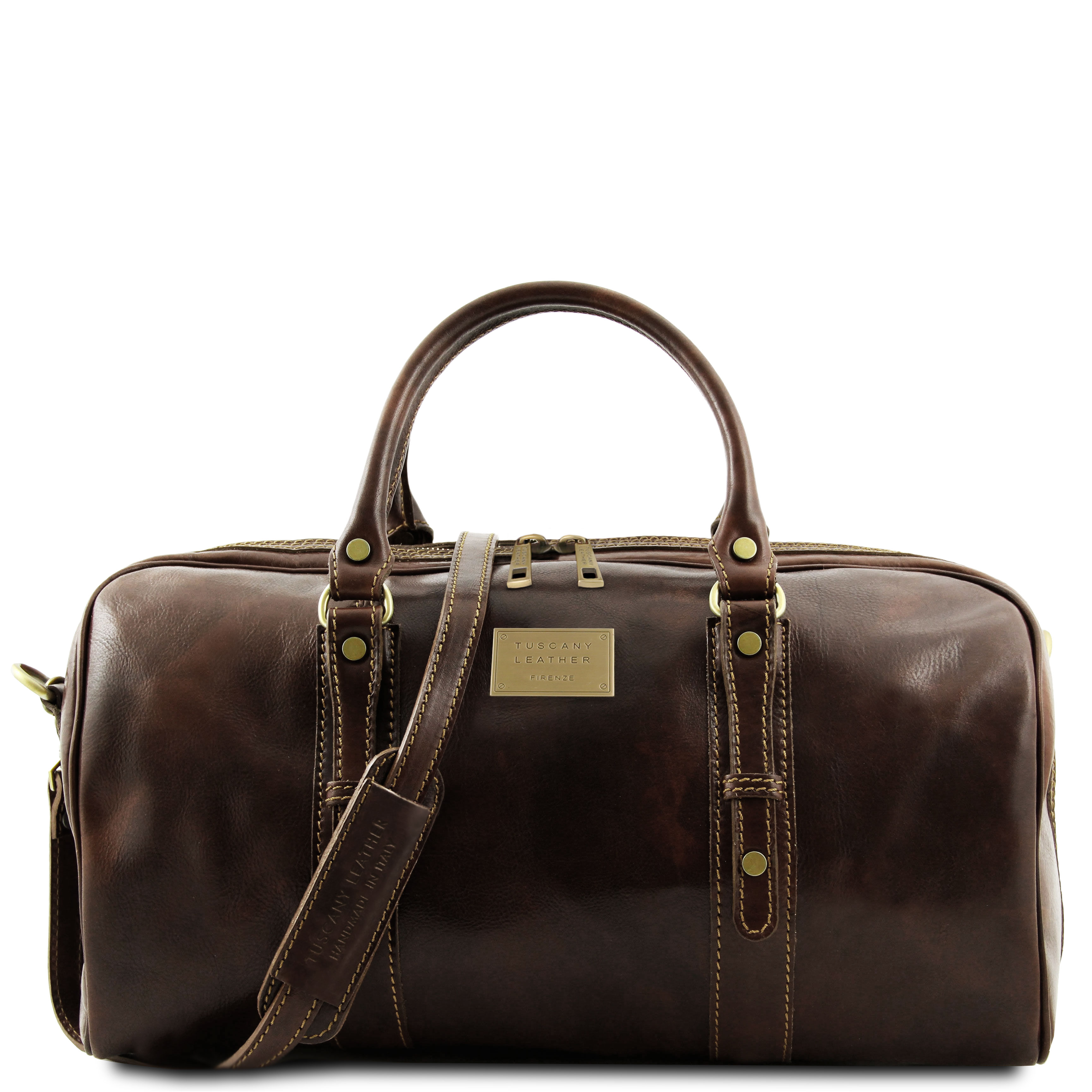 Francoforte Exclusive Leather Weekender Travel Bag - Small size Dark Brown