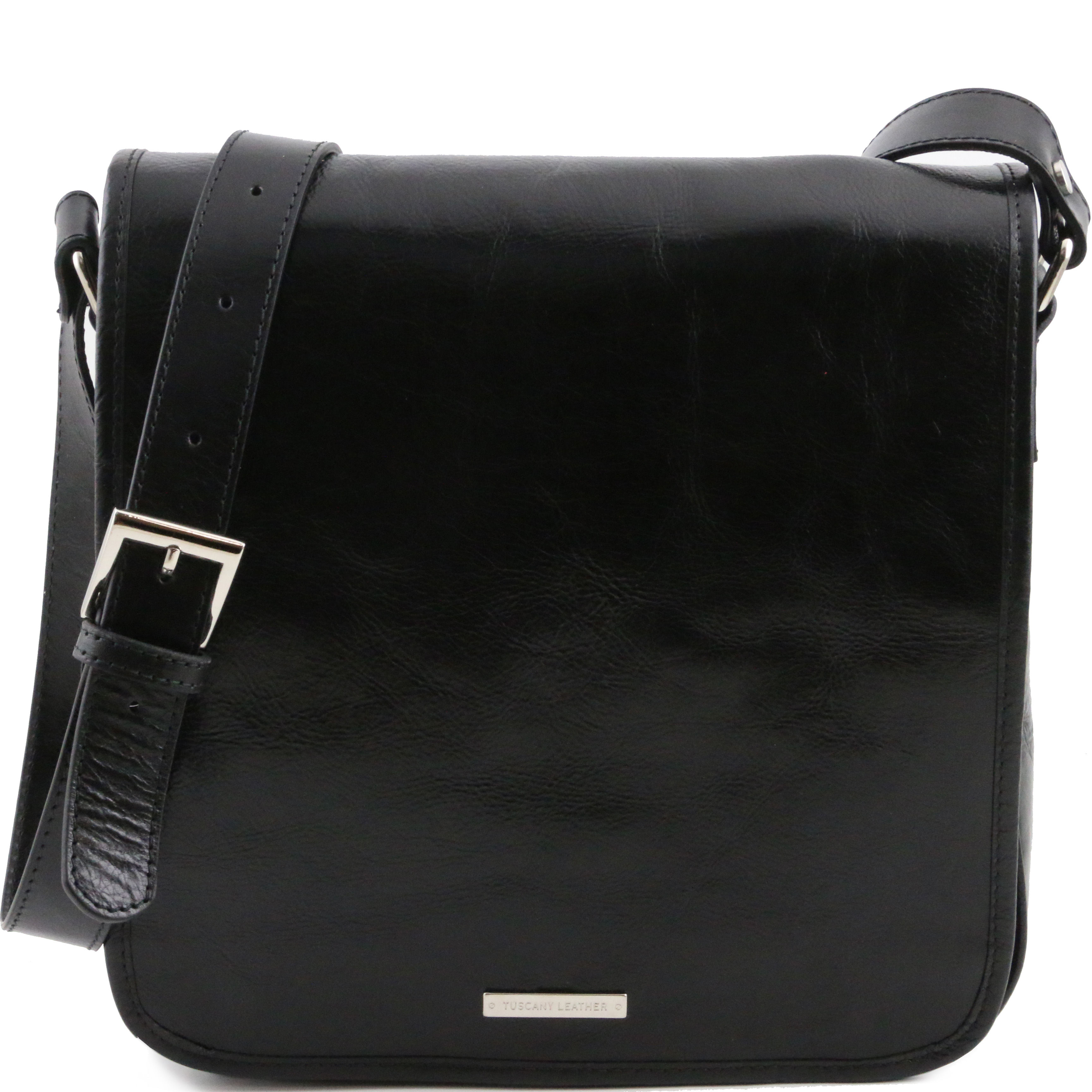 Geanta Tuscany Leather din piele neagra messenger Postman