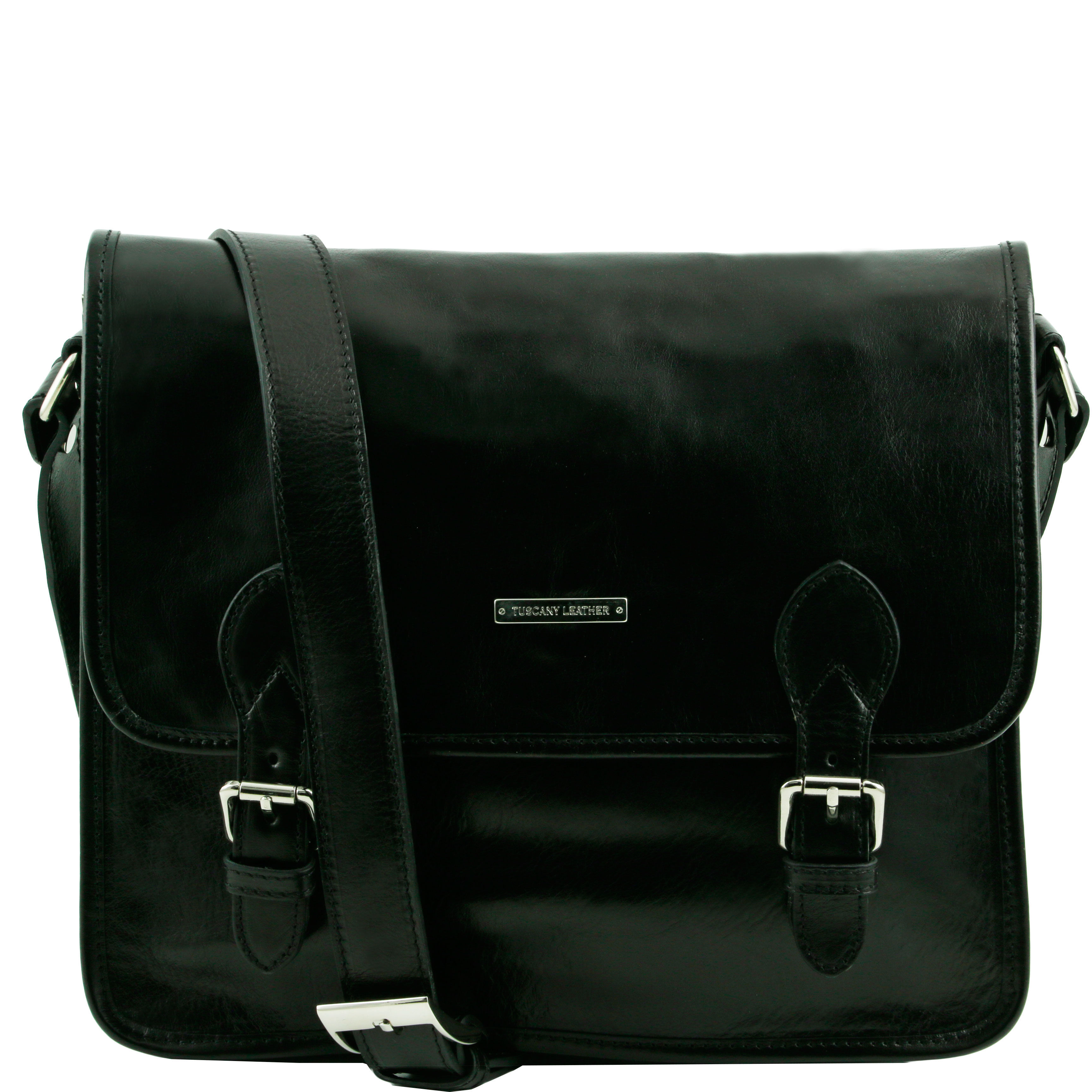 Geanta Tuscany Leather din piele neagra messenger Postman