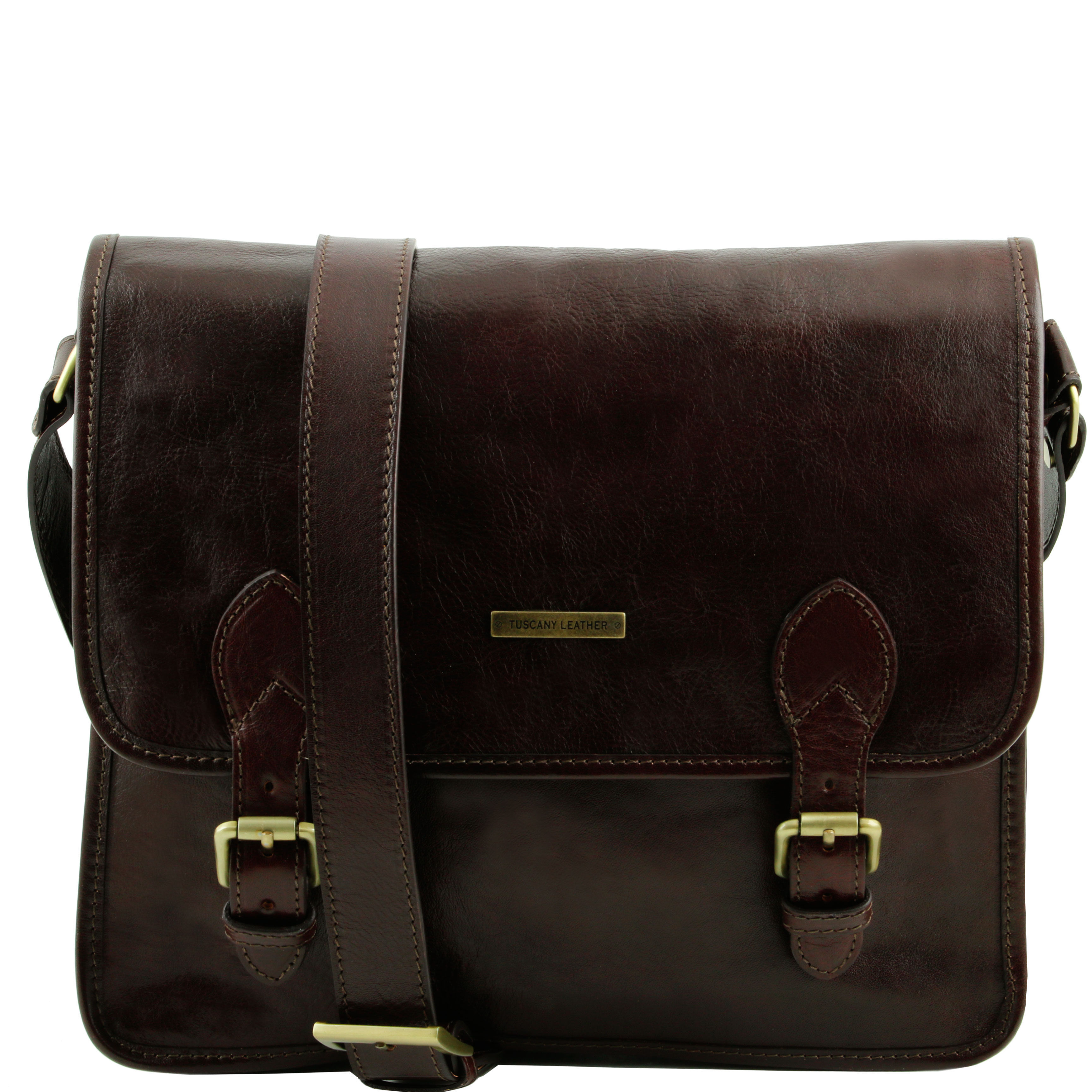 Geanta Tuscany Leather din piele maro inchis messenger Postman