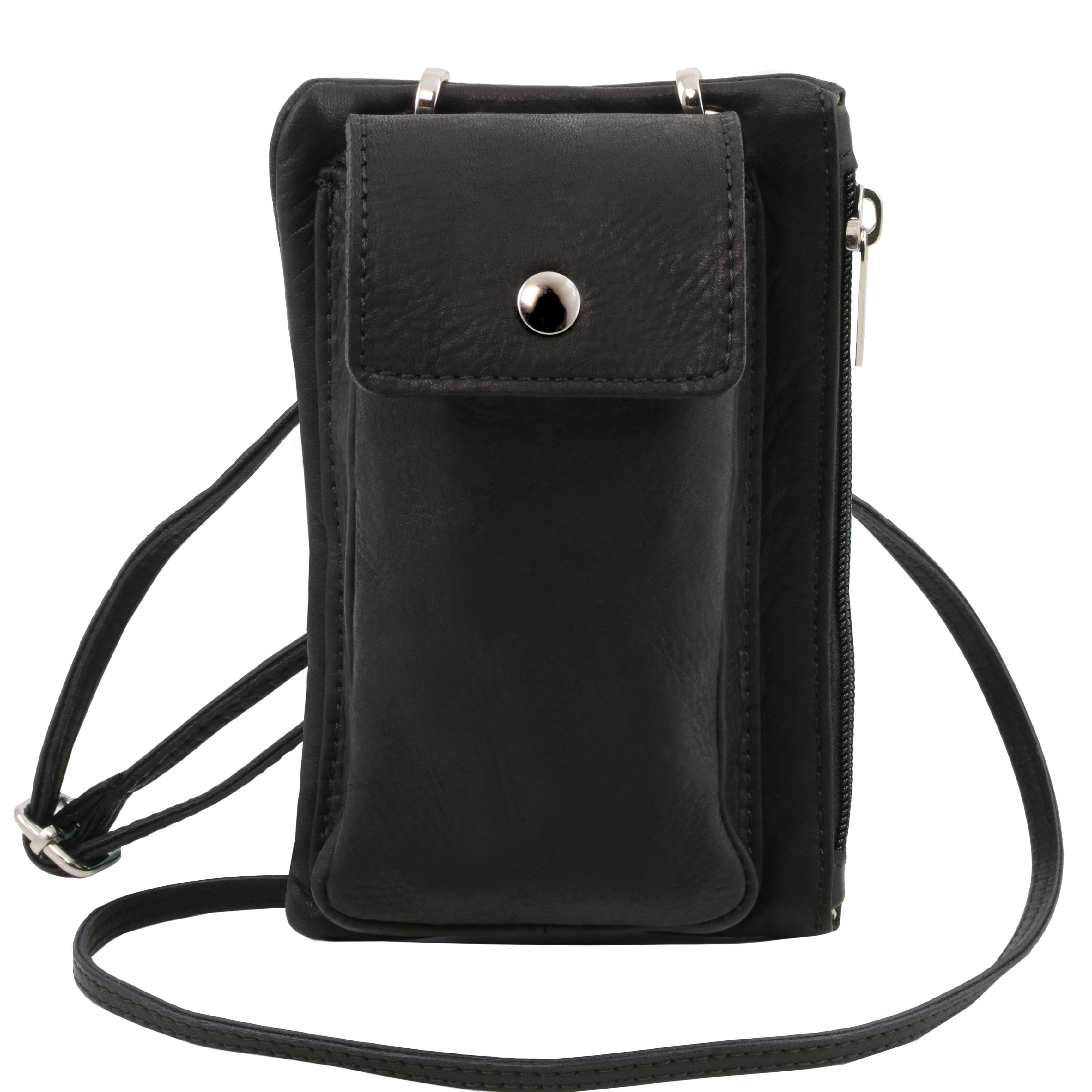 Geanta Tuscany Leather din piele neagra telefon mini cross