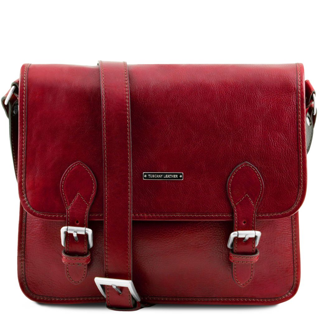 Geanta messenger Tuscany Leather din piele rosie Postman