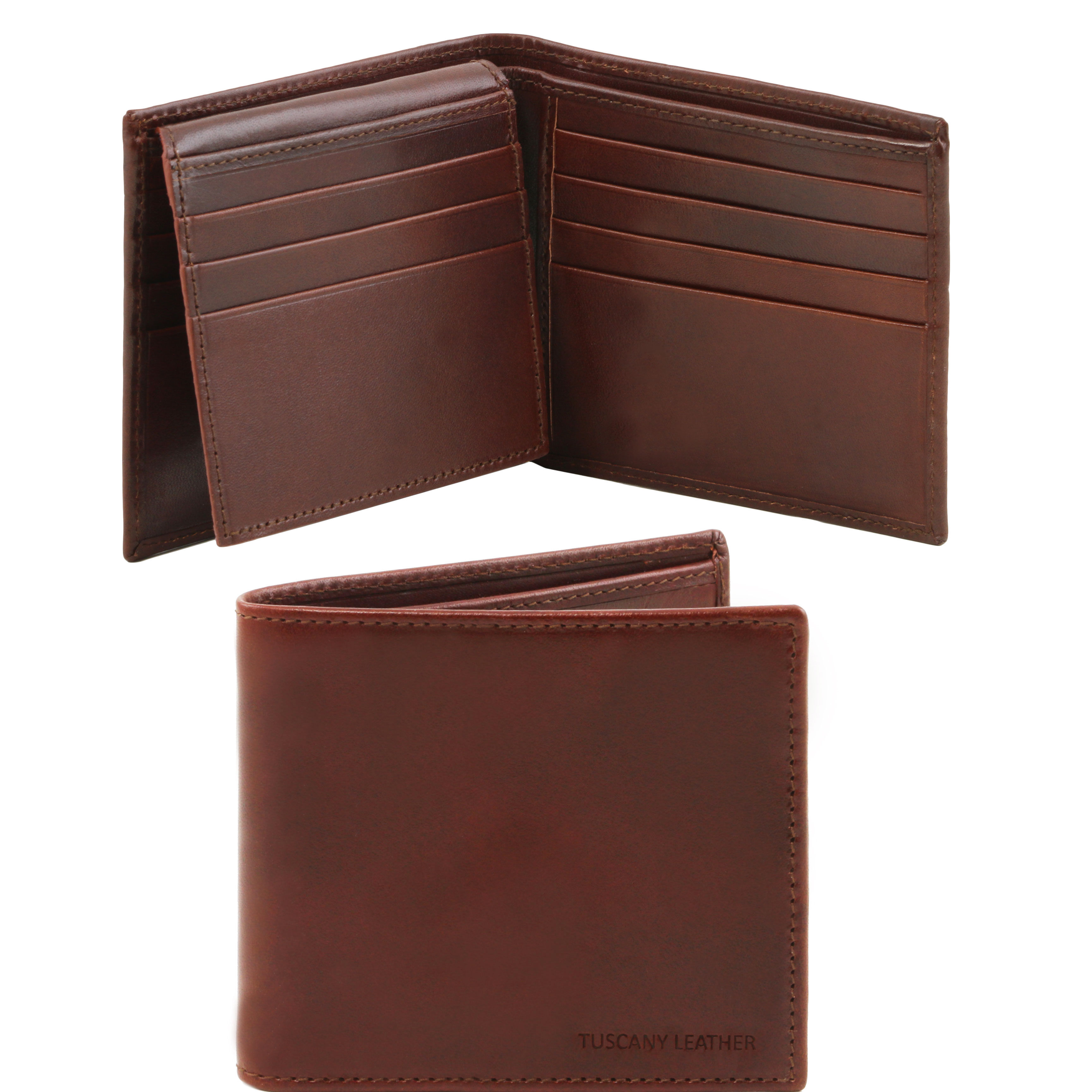 Portofel Tuscany Leather din piele maro exclusive 3 fold