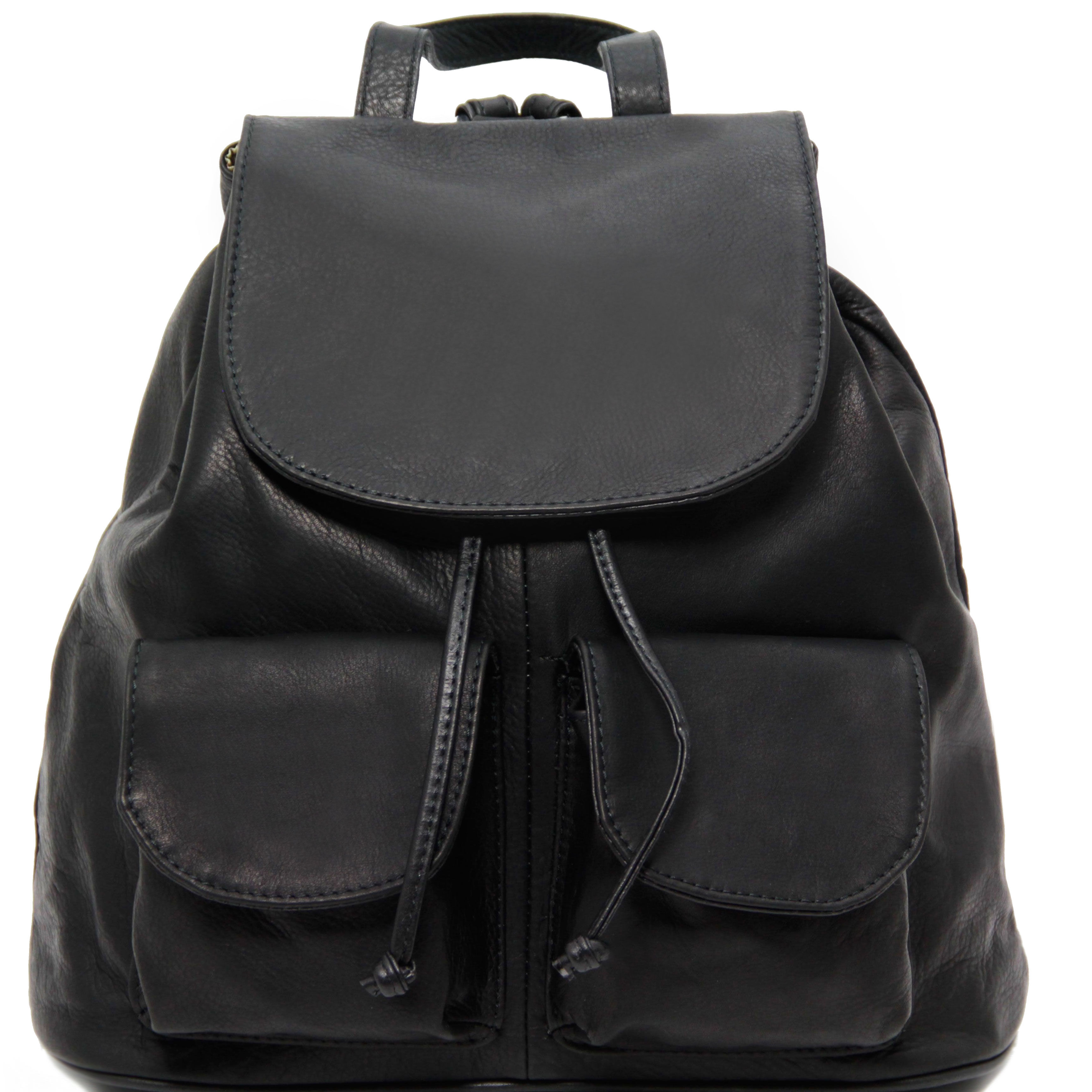 Rucsac din piele naturala Tuscany Leather, Seoul, negru