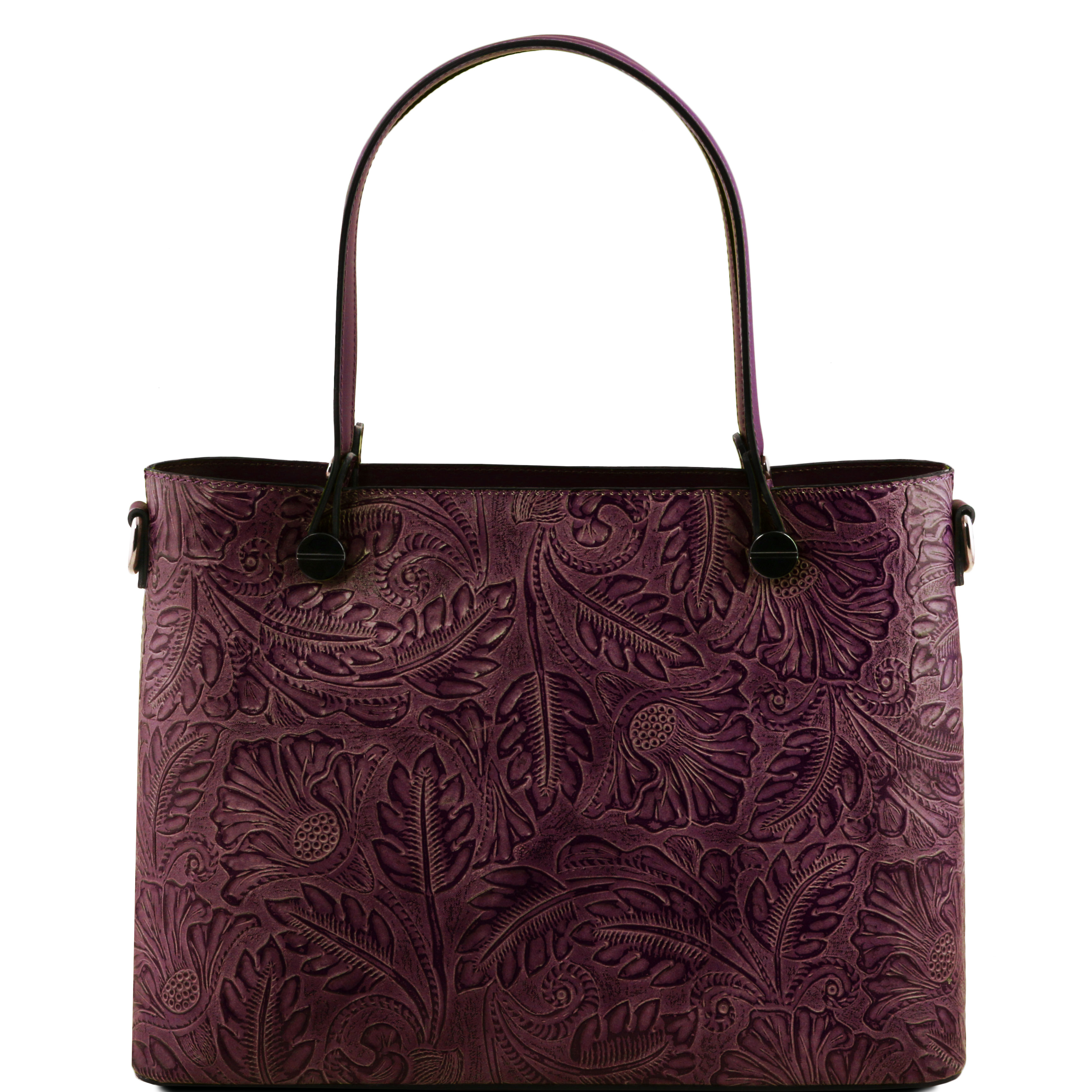 Geanta ATENA din piele ruga bordeaux cu model floral