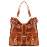 Geantă damă din piele naturală Tuscany Leather, culoare honey, model Melissa