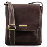 Geantă crossbody din piele naturală maro închis Tuscany Leather Jimmy