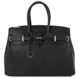 Geanta dama din piele naturala Tuscany Leather, neagra, TL Bag
