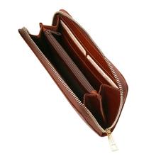 Portofel dama din piele naturala Tuscany Leather tip acordeon, maro