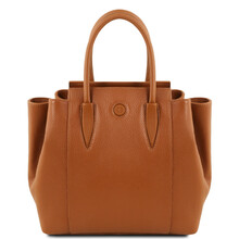 Geanta dama din piele naturala Tuscany Leather, coniac, Tulipan
