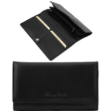 Portofel de damă Tuscany Leather tip acordeon din piele naturală neagră