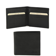 Portofel barbatesc Tuscany Leather cu doua pliuri din piele negru