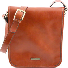Geanta barbati din piele naturala Tuscany Leather, honey, cu doua compartimente