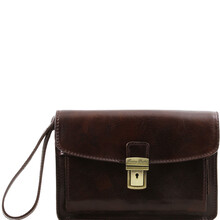 Borseta din piele naturala Tuscany Leather maro inchis Max