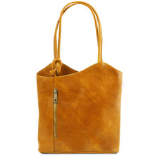 Geanta convertibila in rucsac Tuscany Leather din piele galbena Patty