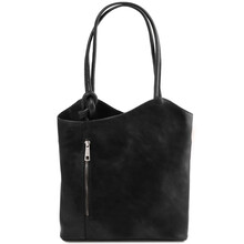 Geanta convertibila in rucsac Tuscany Leather din piele neagra Patty